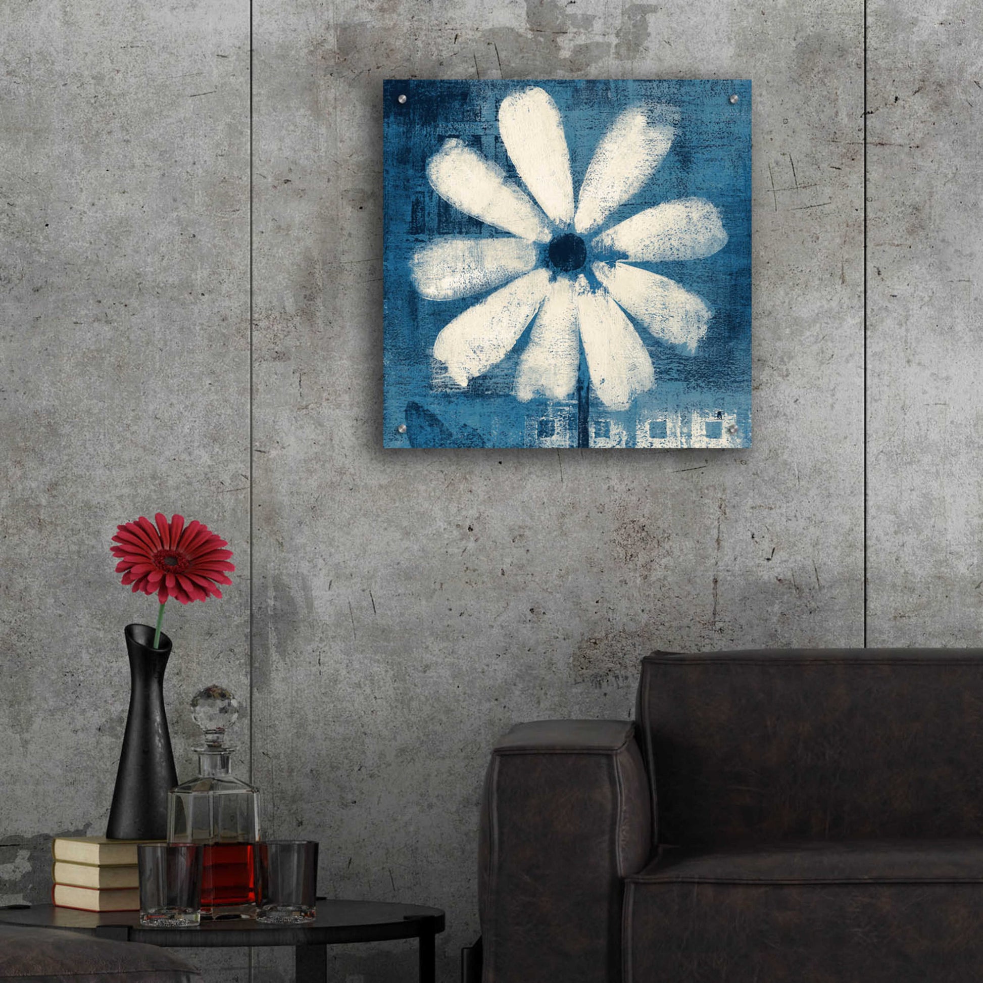 Epic Art 'Daisy for Belinda Blue' by Studio Mousseau, Acrylic Glass Wall Art,24x24