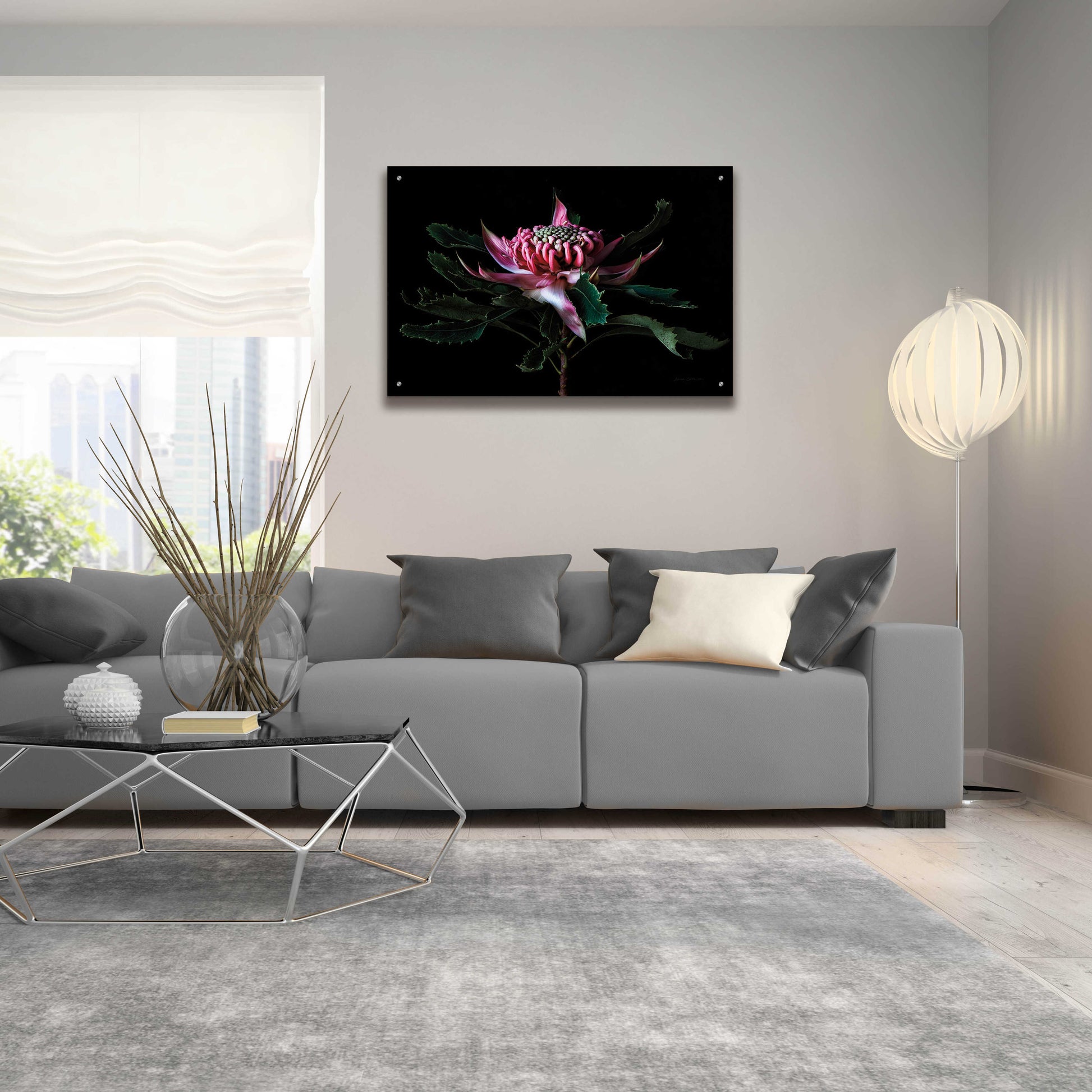 Epic Art 'Salmon Waratah I' by Elise Catterall, Acrylic Glass Wall Art,36x24