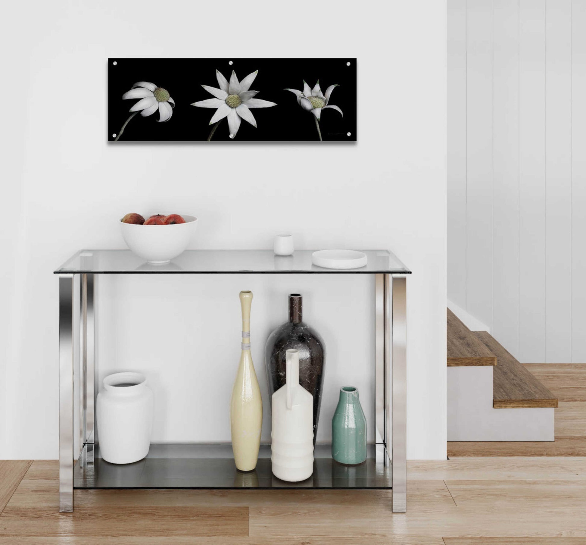 Epic Art 'Flannel Flower Trio' by Elise Catterall, Acrylic Glass Wall Art,36x12