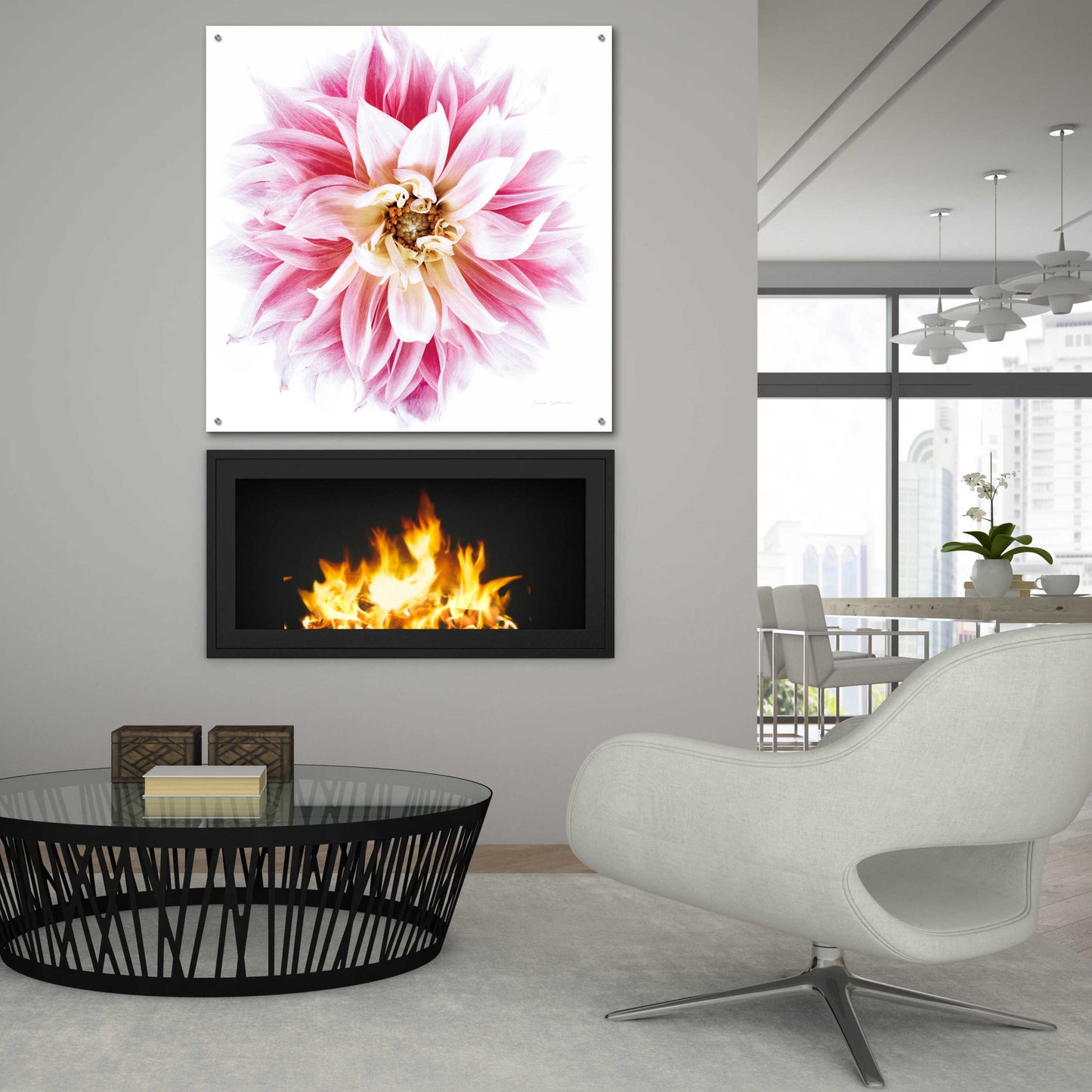 Epic Art 'Pink Dahlia' by Elise Catterall, Acrylic Glass Wall Art,36x36