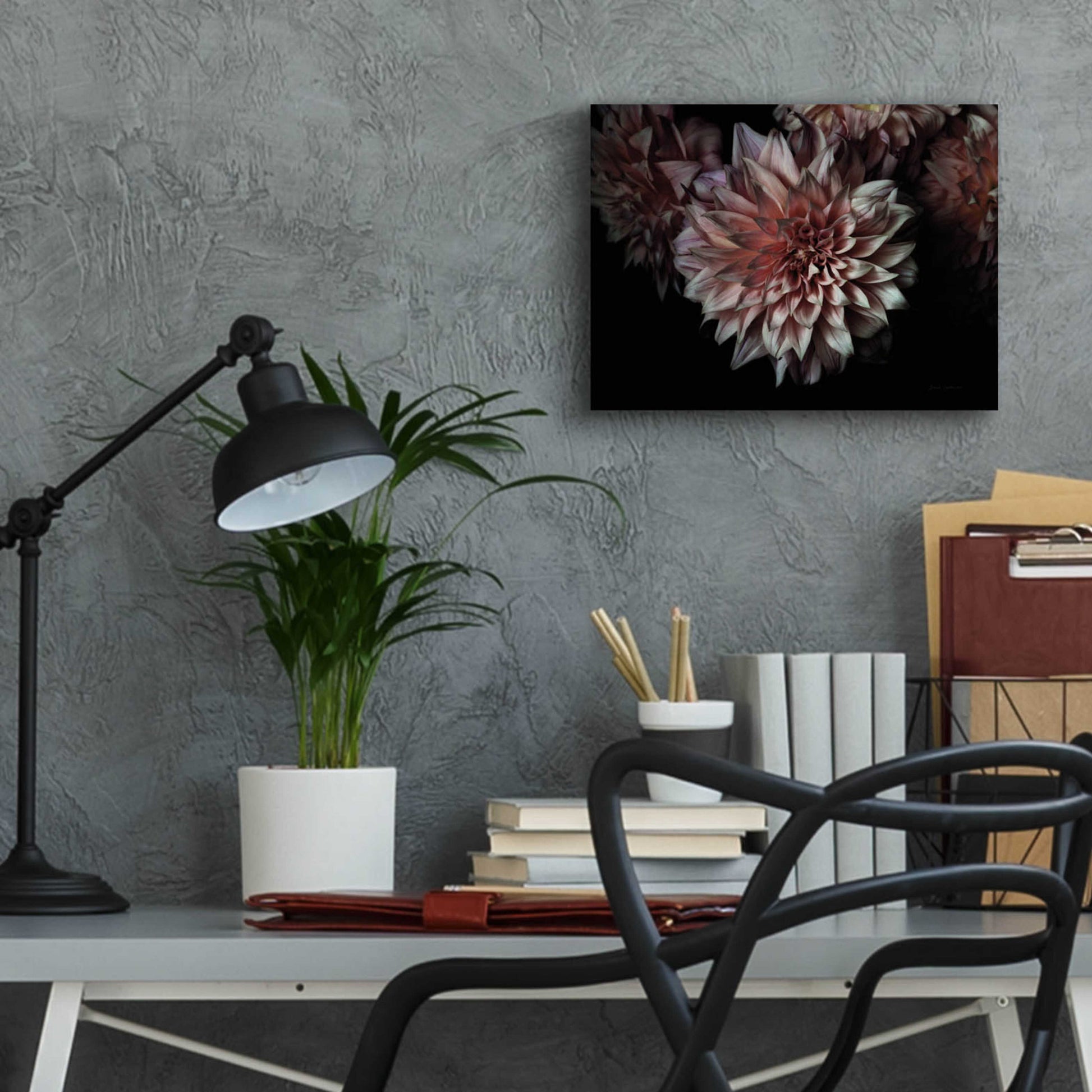 Epic Art 'Peach Dahlias' by Elise Catterall, Acrylic Glass Wall Art,16x12