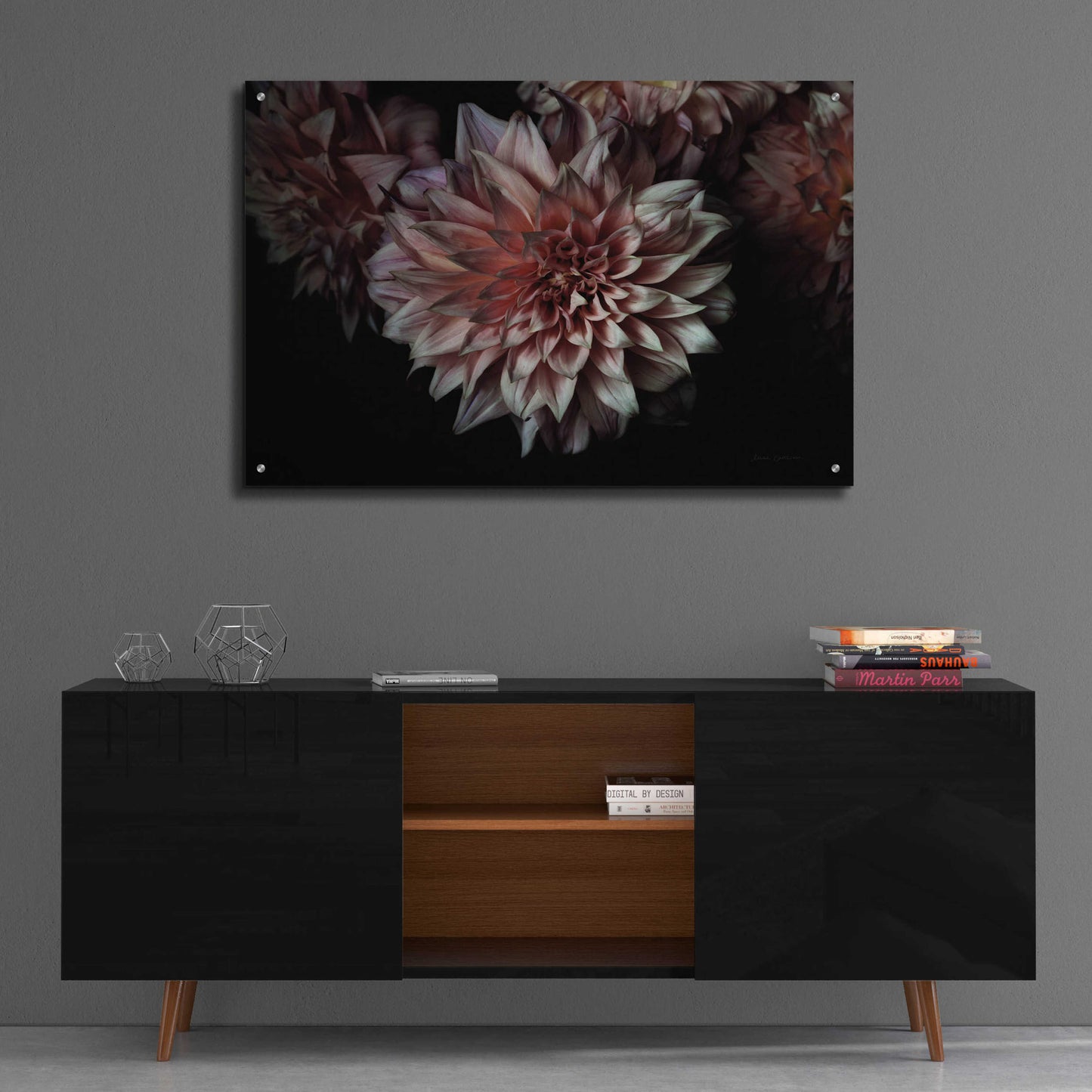 Epic Art 'Peach Dahlias' by Elise Catterall, Acrylic Glass Wall Art,36x24