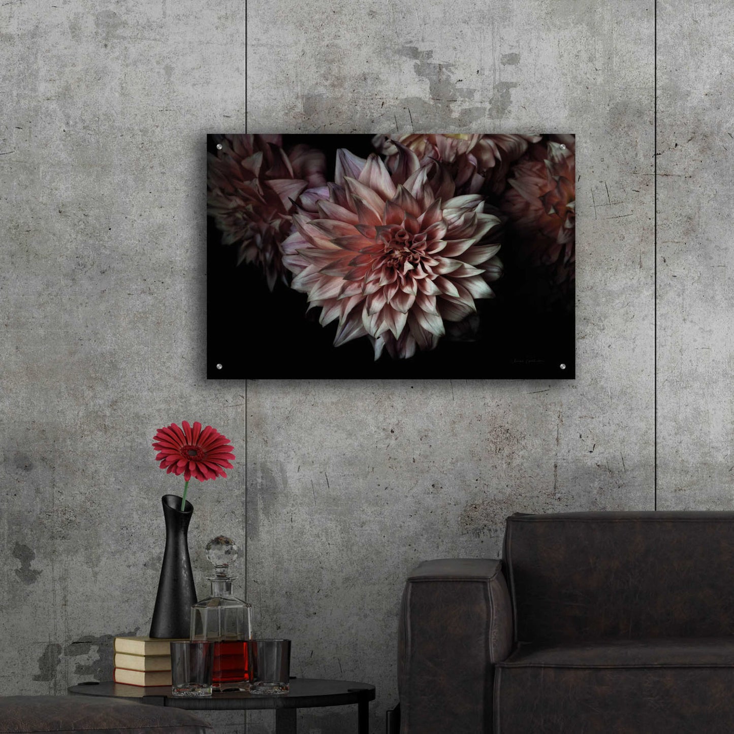 Epic Art 'Peach Dahlias' by Elise Catterall, Acrylic Glass Wall Art,36x24