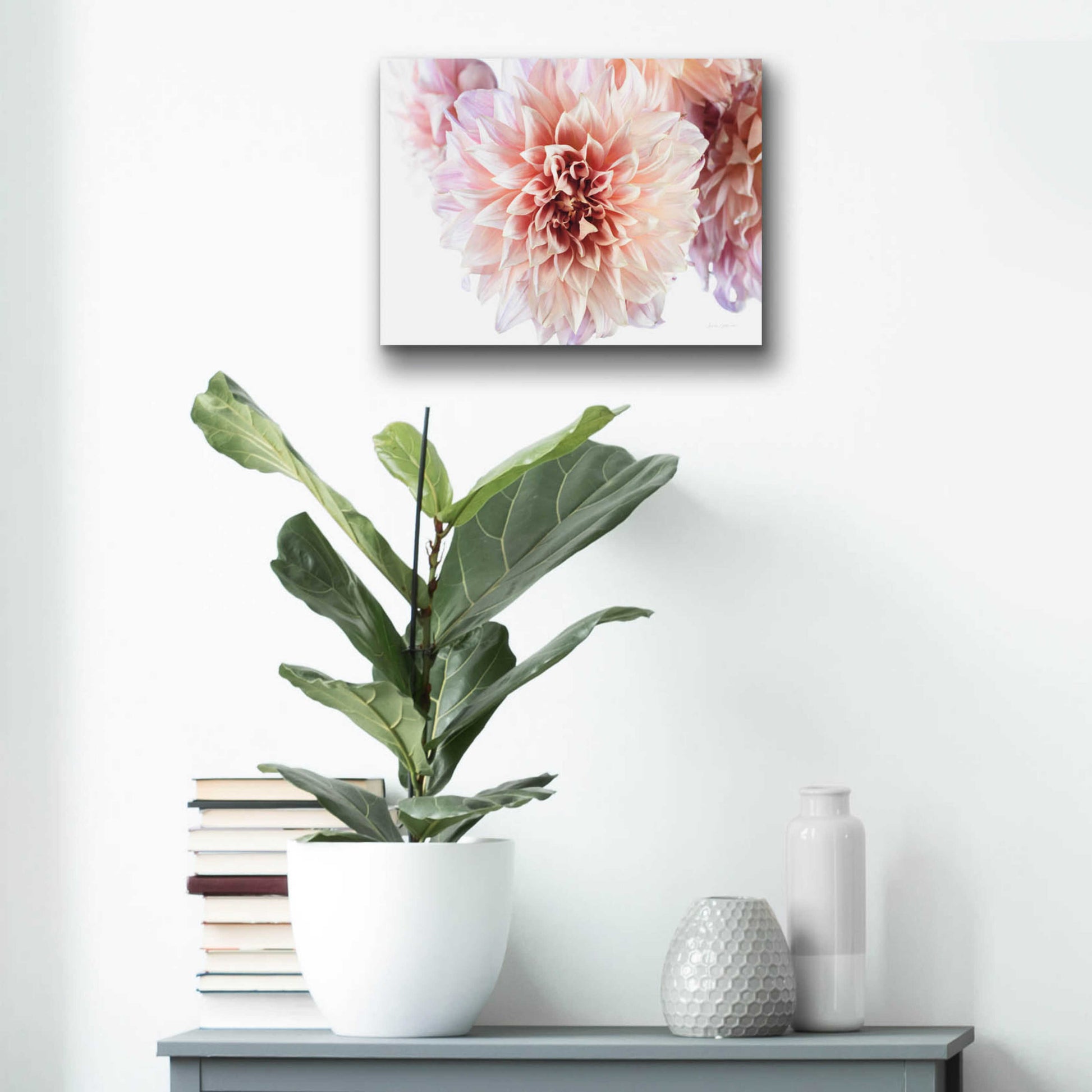 Epic Art 'Peach Dahlias Light' by Elise Catterall, Acrylic Glass Wall Art,16x12