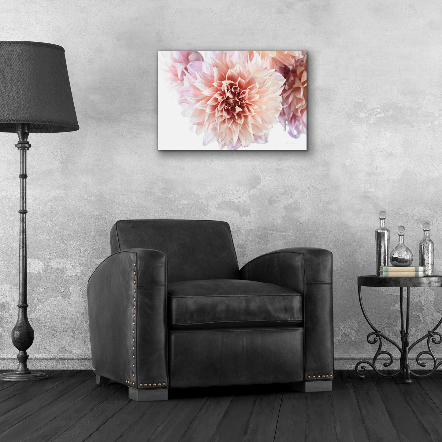 Epic Art 'Peach Dahlias Light' by Elise Catterall, Acrylic Glass Wall Art,24x16