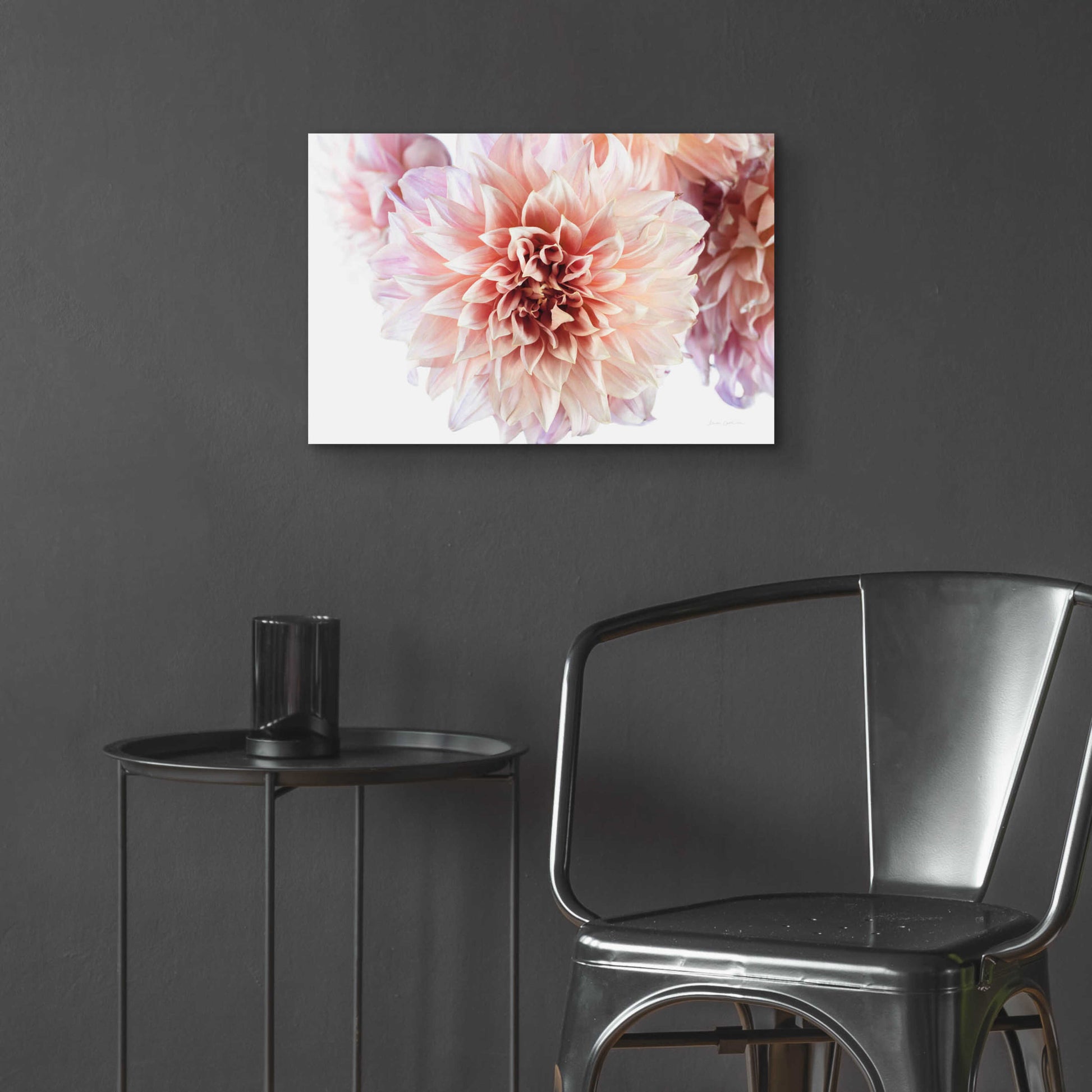 Epic Art 'Peach Dahlias Light' by Elise Catterall, Acrylic Glass Wall Art,24x16