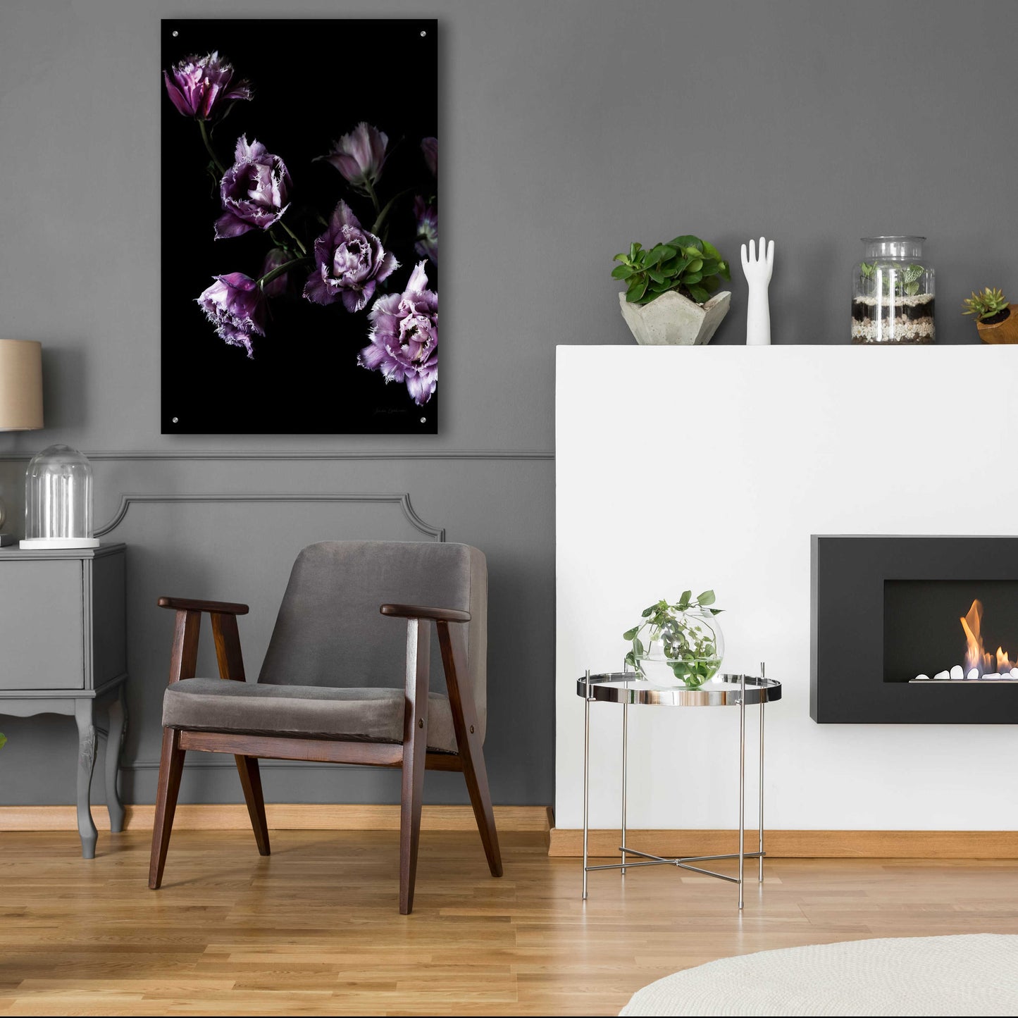 Epic Art 'Purple Fringed Tulips III' by Elise Catterall, Acrylic Glass Wall Art,24x36