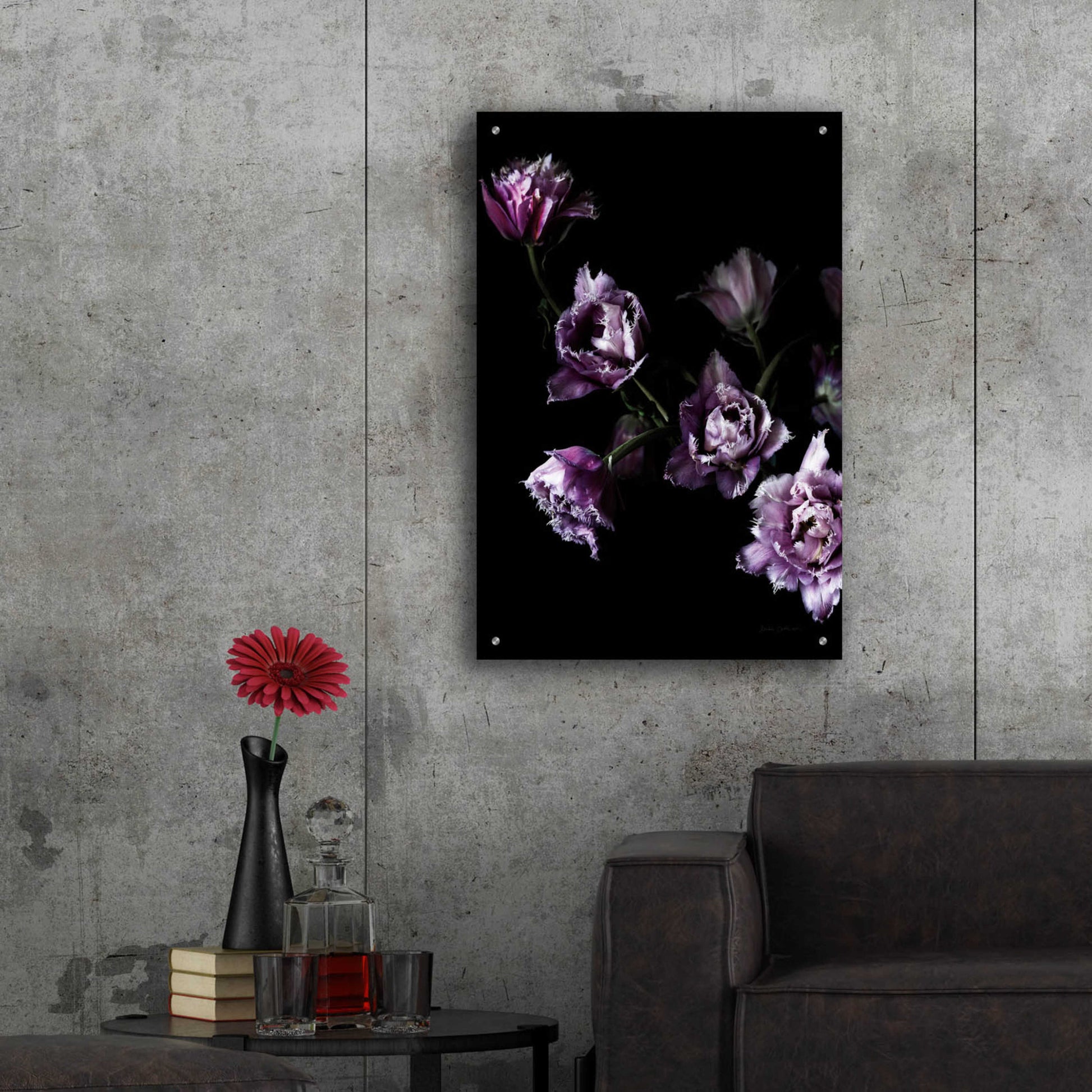 Epic Art 'Purple Fringed Tulips III' by Elise Catterall, Acrylic Glass Wall Art,24x36