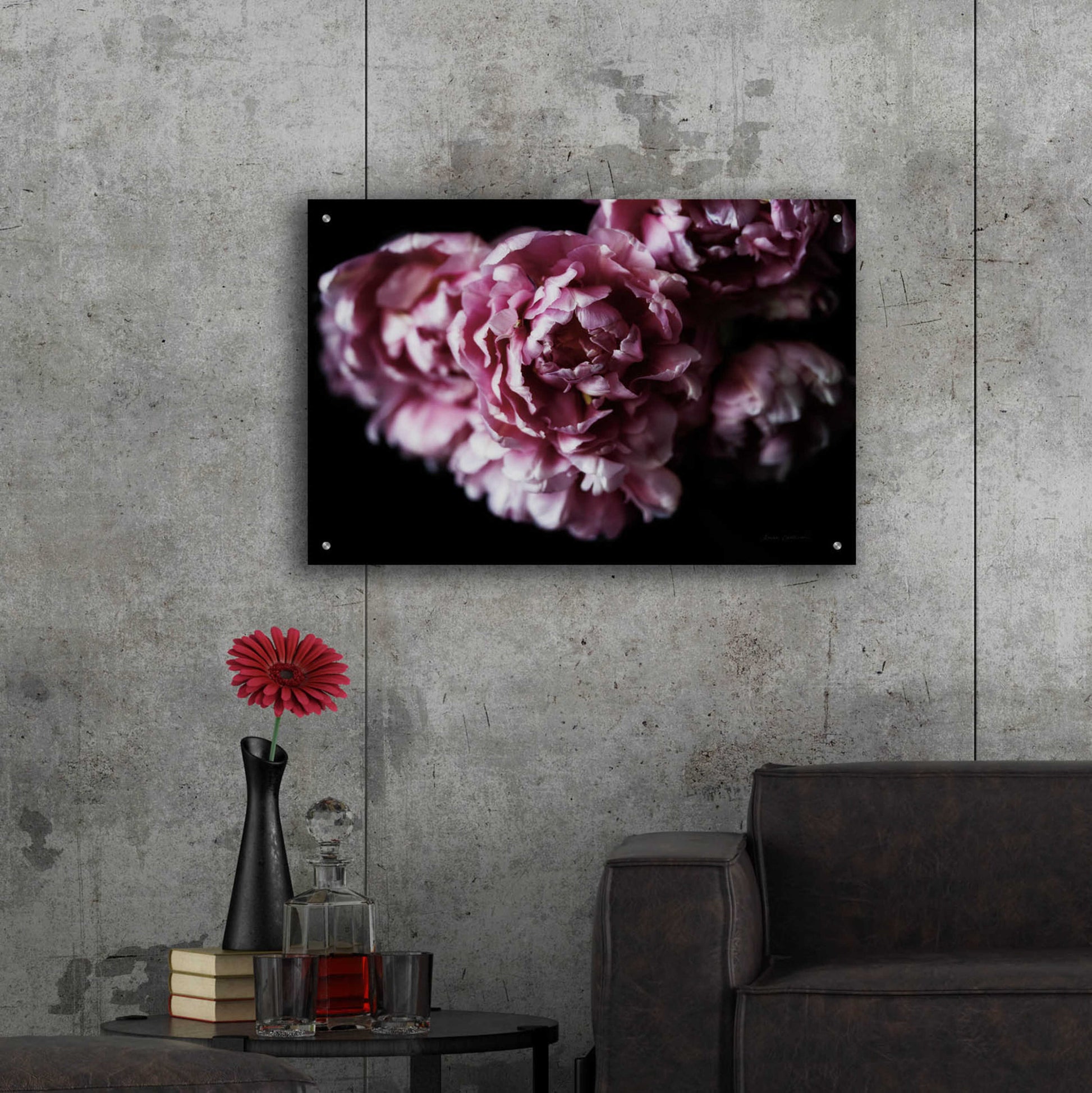 Epic Art 'Pink Double Tulips' by Elise Catterall, Acrylic Glass Wall Art,36x24