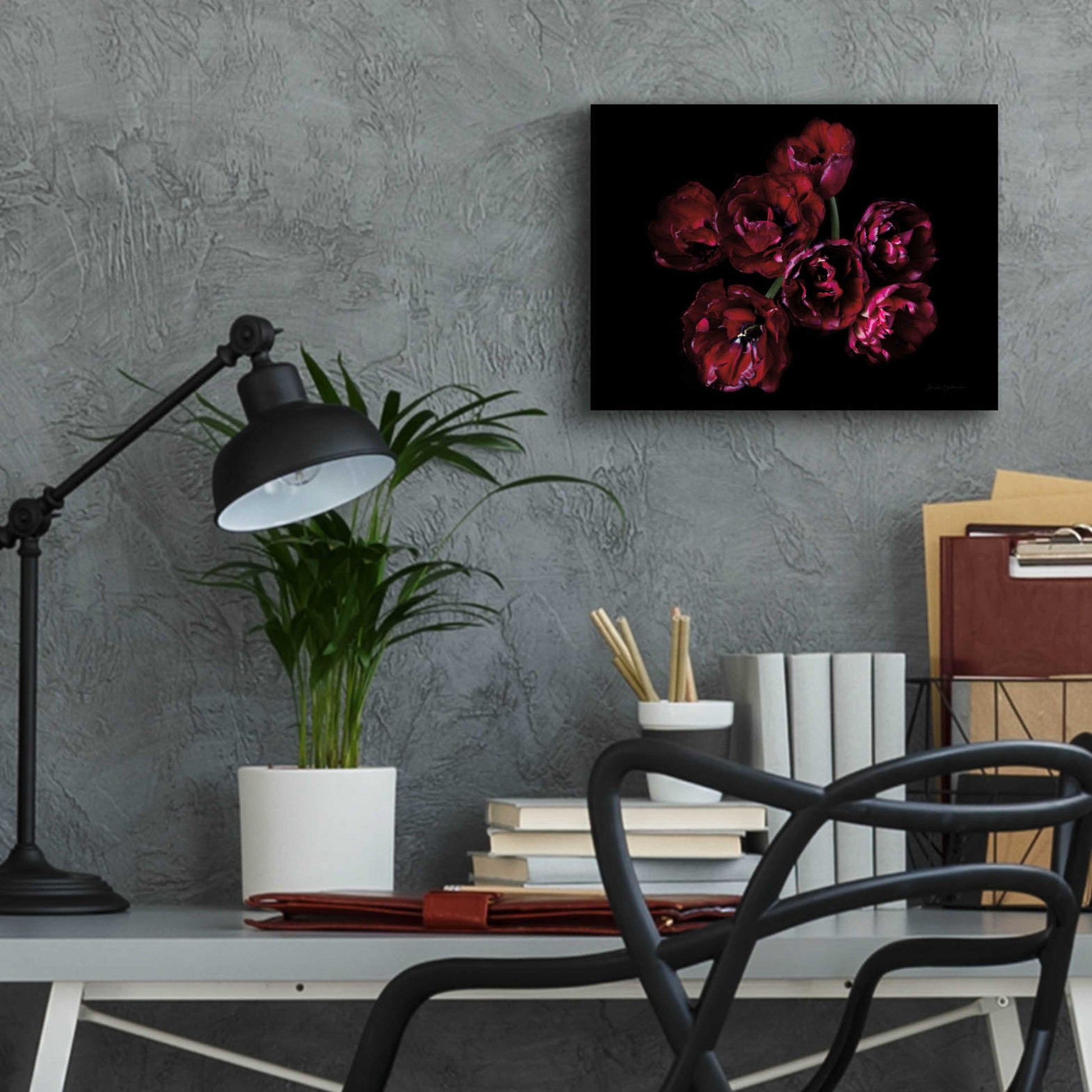 Epic Art 'Red Double Tulips' by Elise Catterall, Acrylic Glass Wall Art,16x12