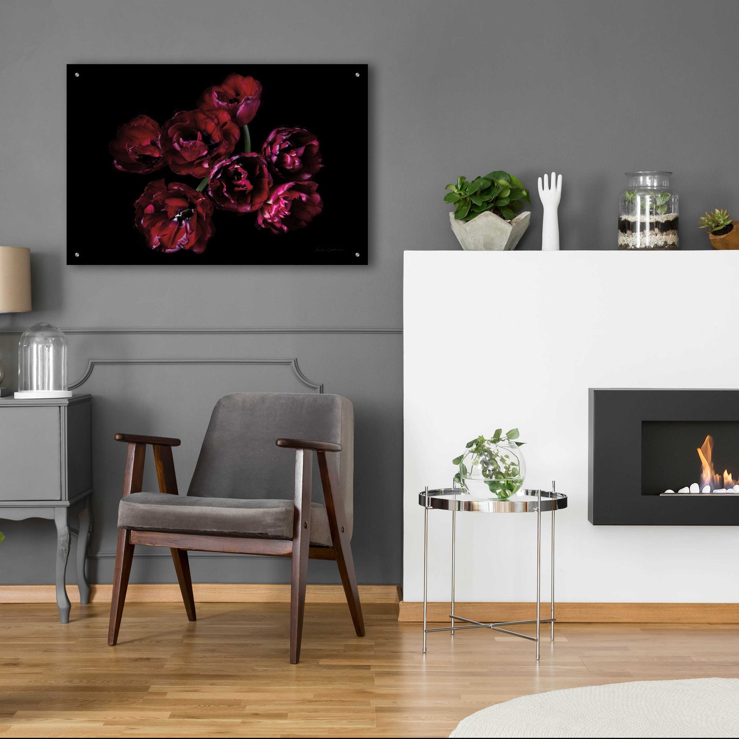 Epic Art 'Red Double Tulips' by Elise Catterall, Acrylic Glass Wall Art,36x24