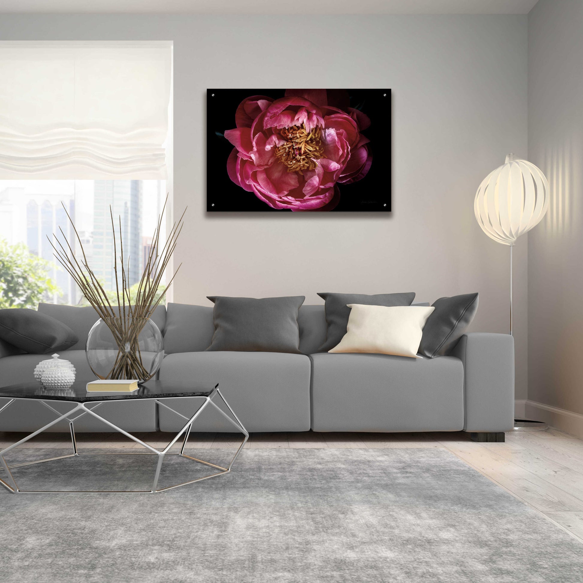 Epic Art 'Coral Peony' by Elise Catterall, Acrylic Glass Wall Art,36x24