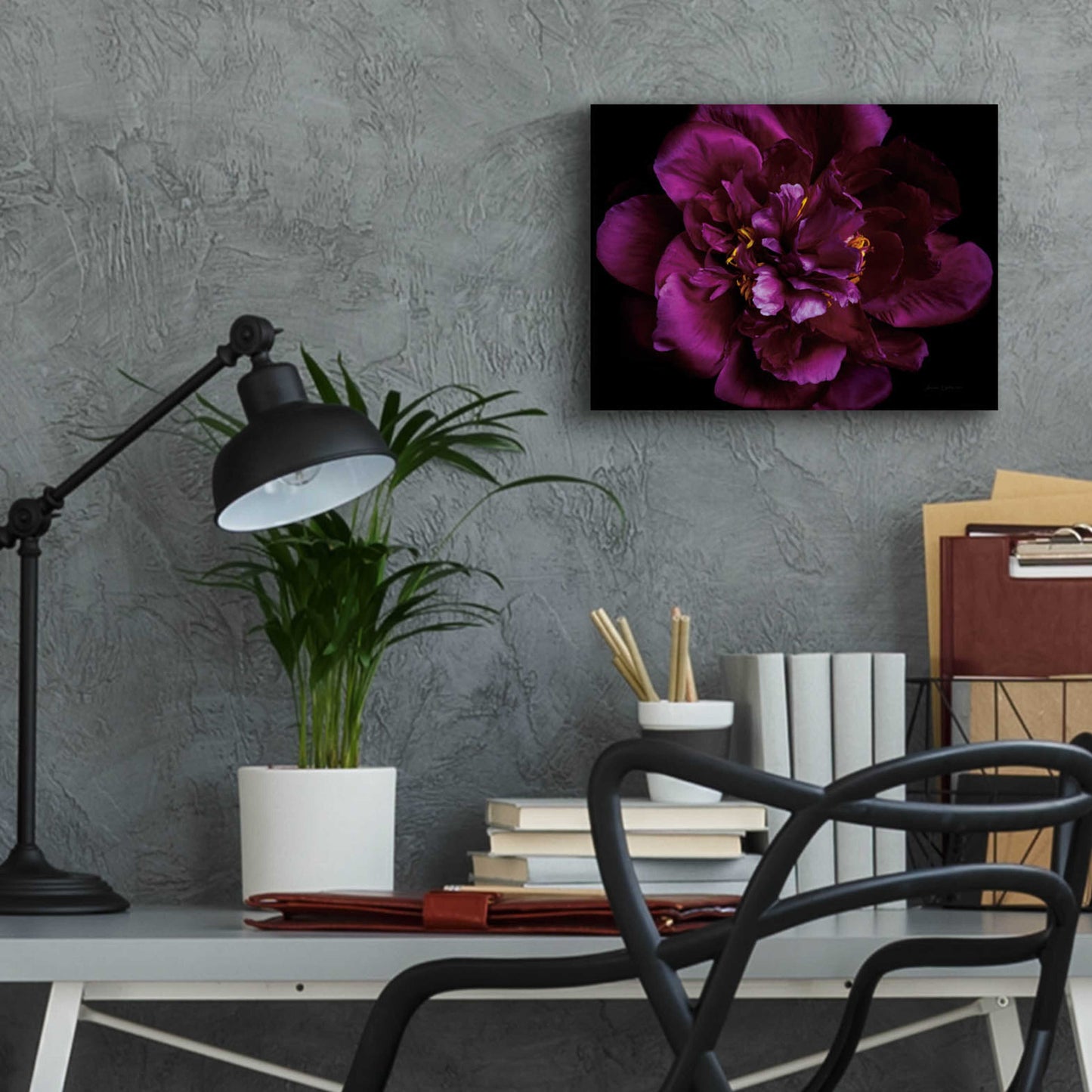 Epic Art 'Vivid Dark Peony' by Elise Catterall, Acrylic Glass Wall Art,16x12