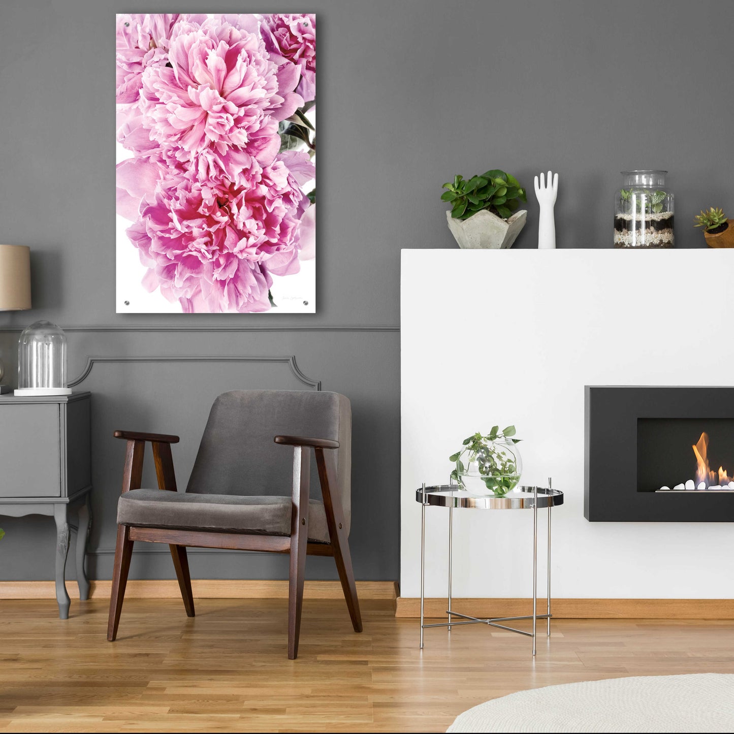 Epic Art 'Pink Peony Cluster' by Elise Catterall, Acrylic Glass Wall Art,24x36