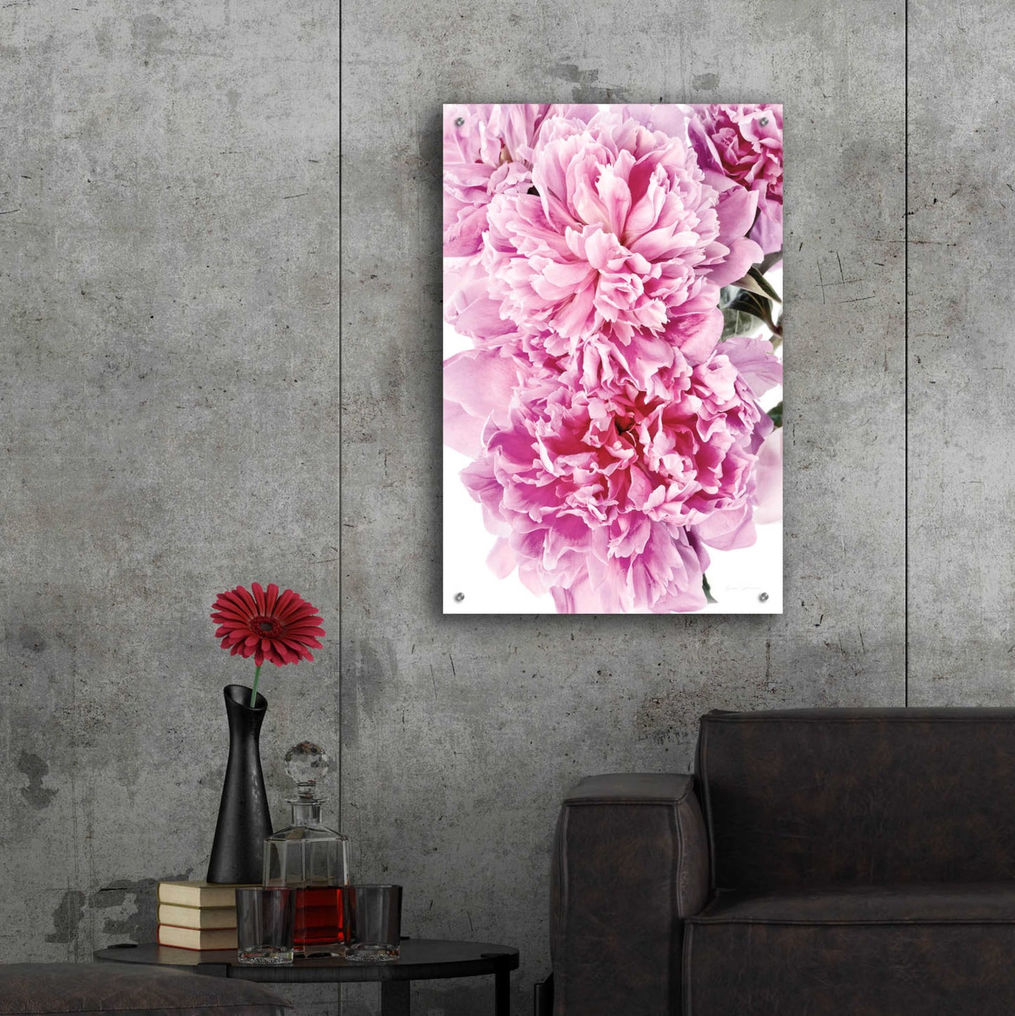 Epic Art 'Pink Peony Cluster' by Elise Catterall, Acrylic Glass Wall Art,24x36