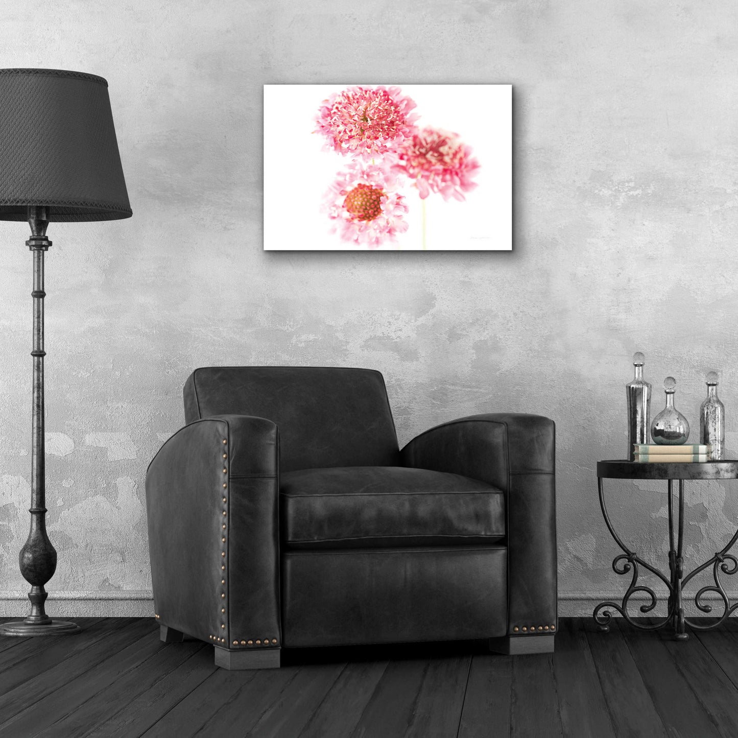 Epic Art 'Pink Scabiosa Trio' by Elise Catterall, Acrylic Glass Wall Art,24x16