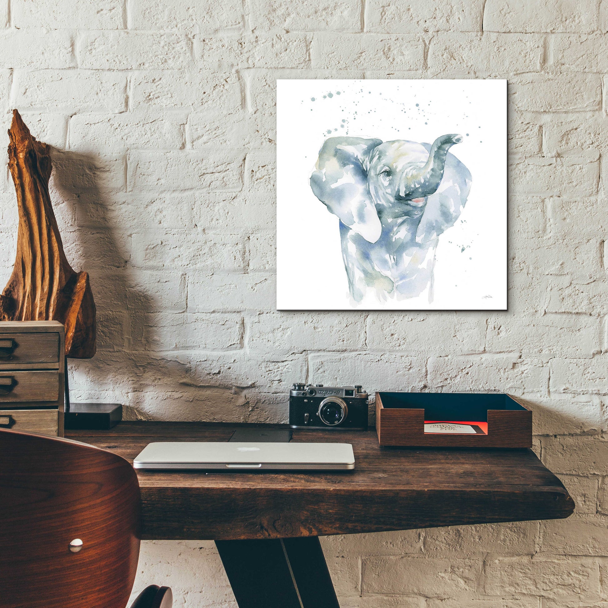 Epic Art 'Baby Elephant' by Katrina Pete, Acrylic Glass Wall Art,12x12