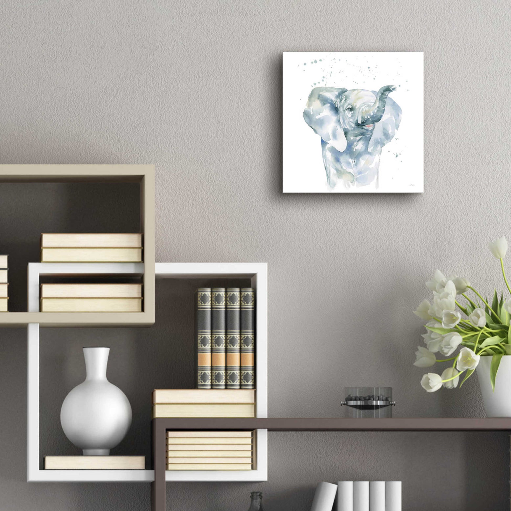 Epic Art 'Baby Elephant' by Katrina Pete, Acrylic Glass Wall Art,12x12