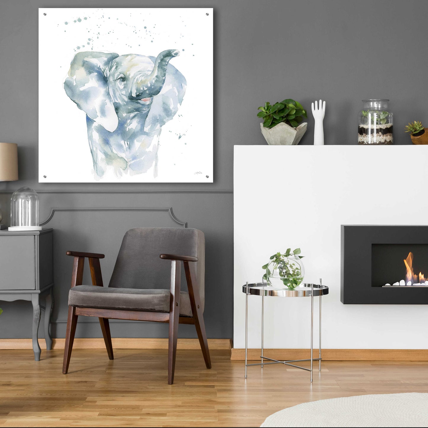 Epic Art 'Baby Elephant' by Katrina Pete, Acrylic Glass Wall Art,36x36