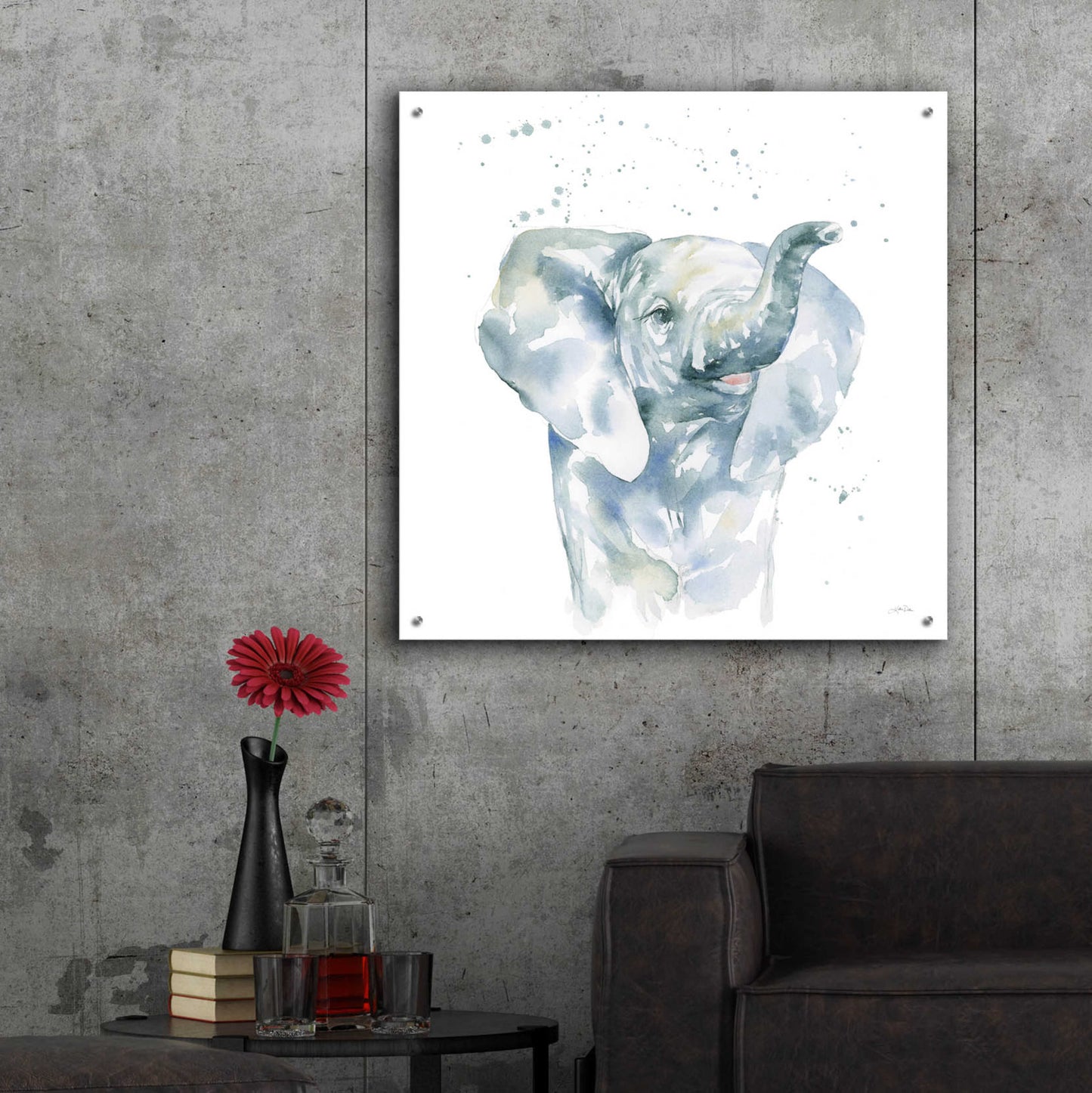 Epic Art 'Baby Elephant' by Katrina Pete, Acrylic Glass Wall Art,36x36