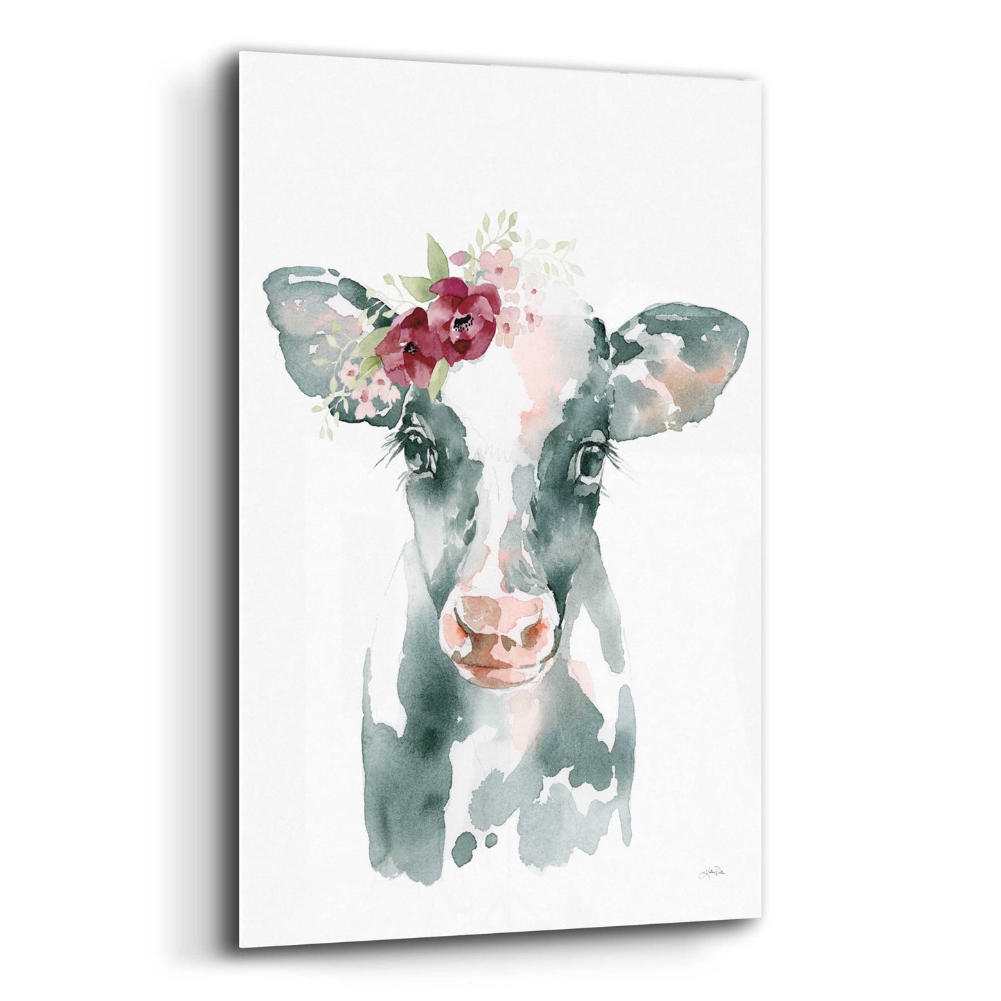 Epic Art 'Floral Cow' by Katrina Pete, Acrylic Glass Wall Art,12x16