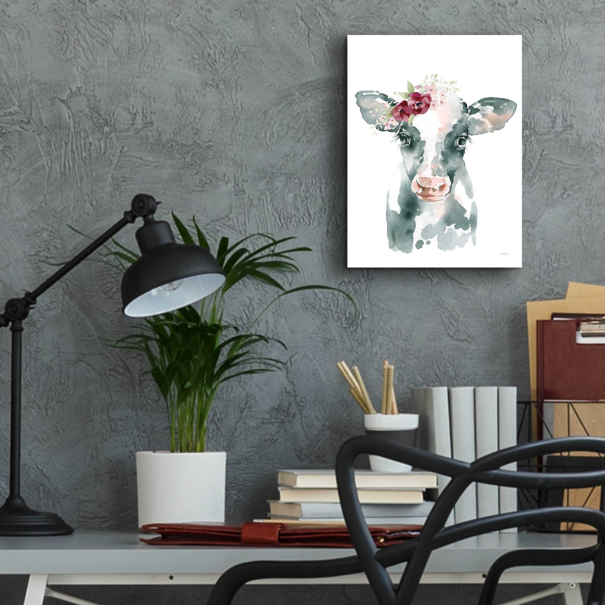 Epic Art 'Floral Cow' by Katrina Pete, Acrylic Glass Wall Art,12x16