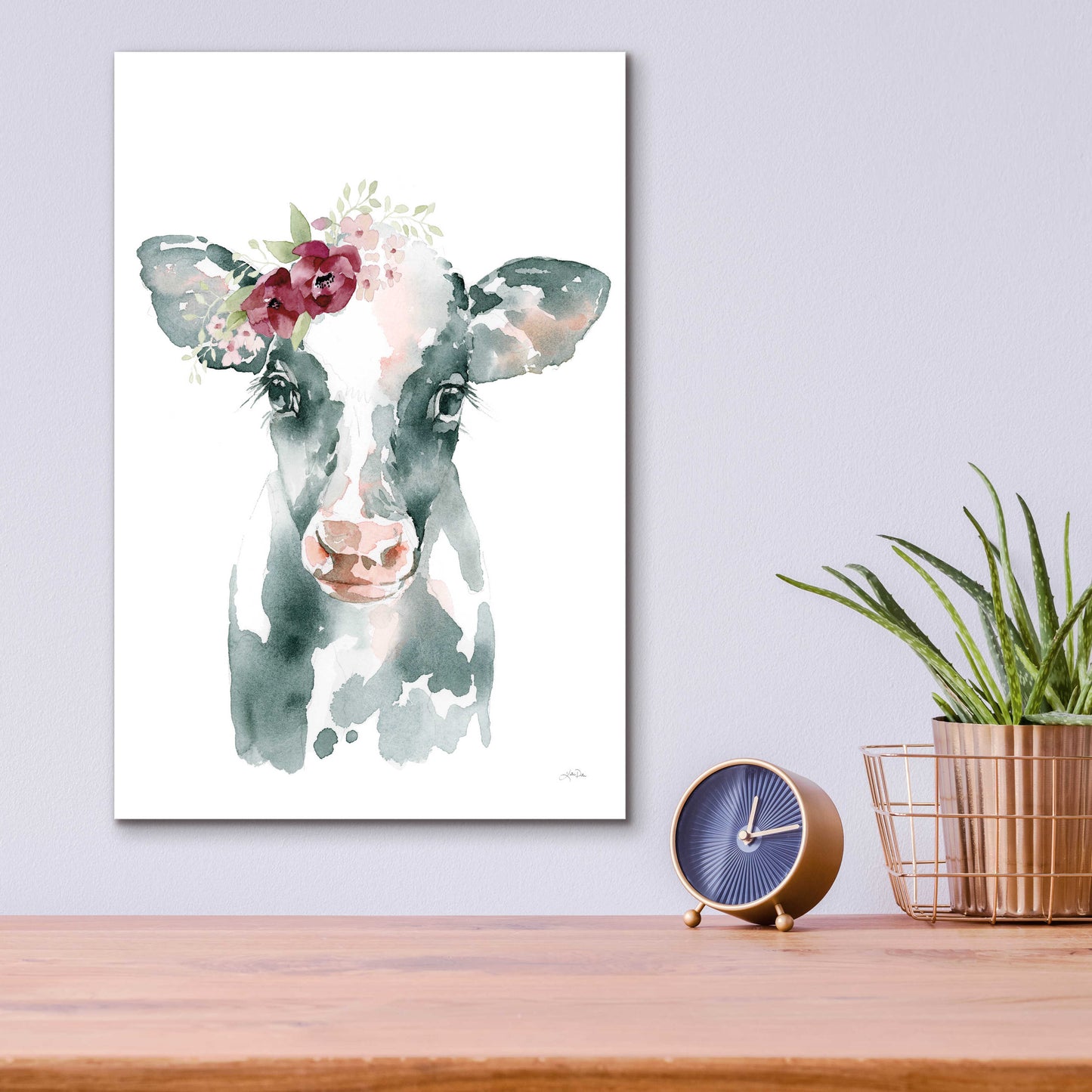 Epic Art 'Floral Cow' by Katrina Pete, Acrylic Glass Wall Art,12x16