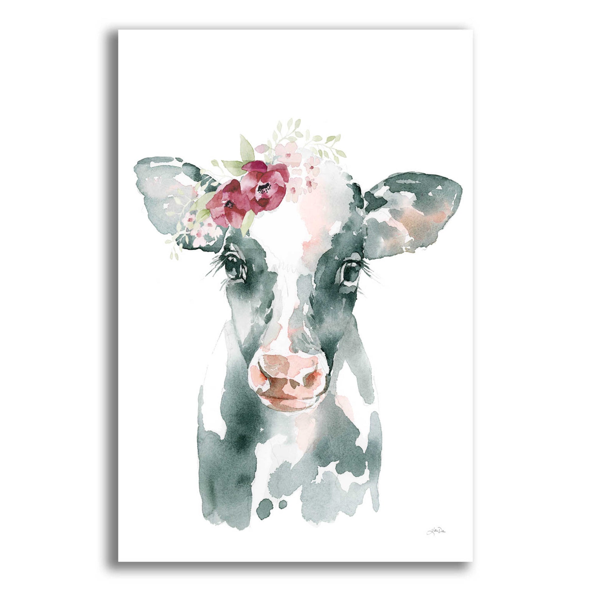 Epic Art 'Floral Cow' by Katrina Pete, Acrylic Glass Wall Art,12x16