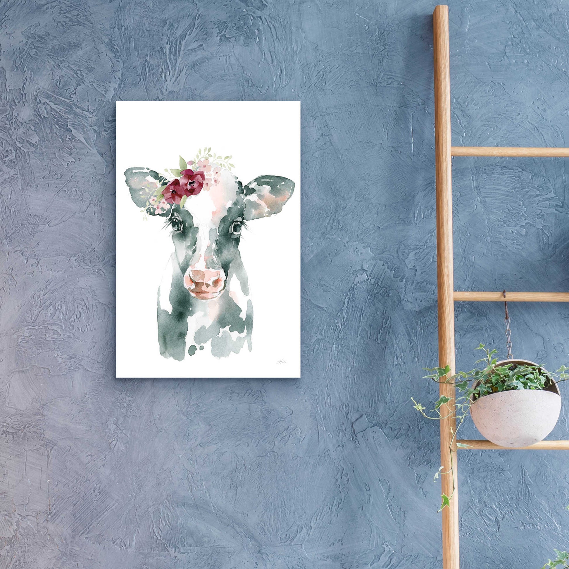 Epic Art 'Floral Cow' by Katrina Pete, Acrylic Glass Wall Art,16x24