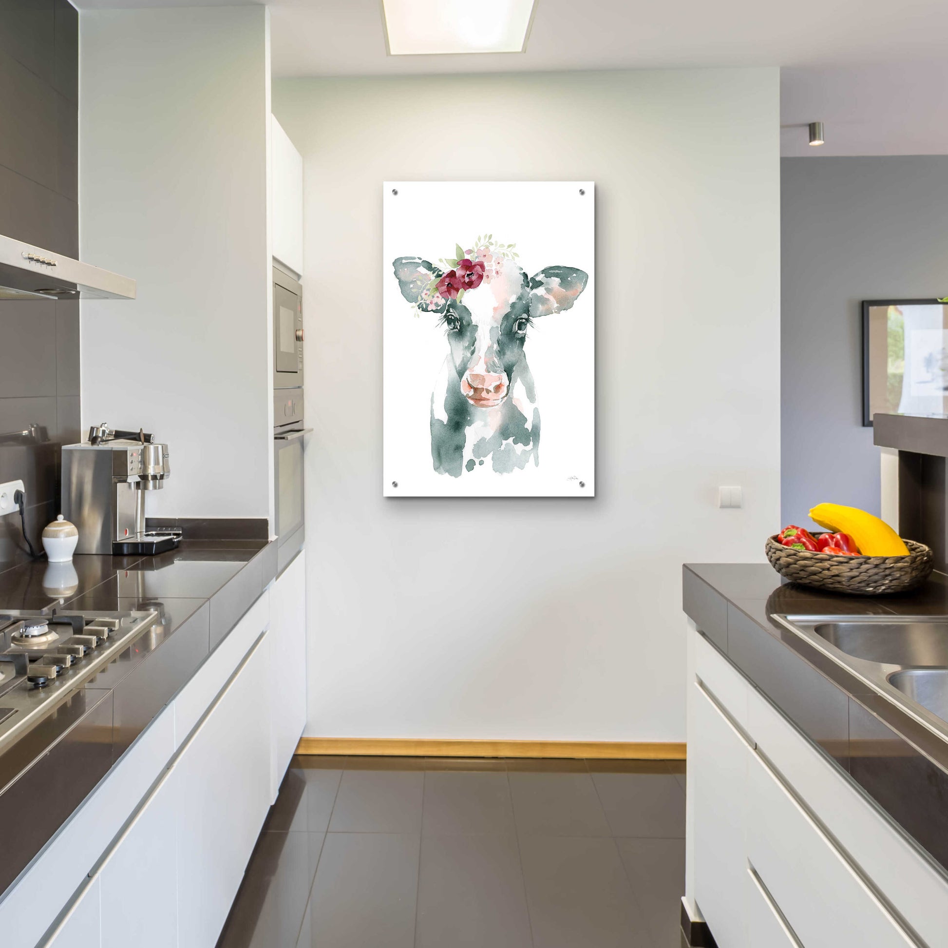 Epic Art 'Floral Cow' by Katrina Pete, Acrylic Glass Wall Art,24x36