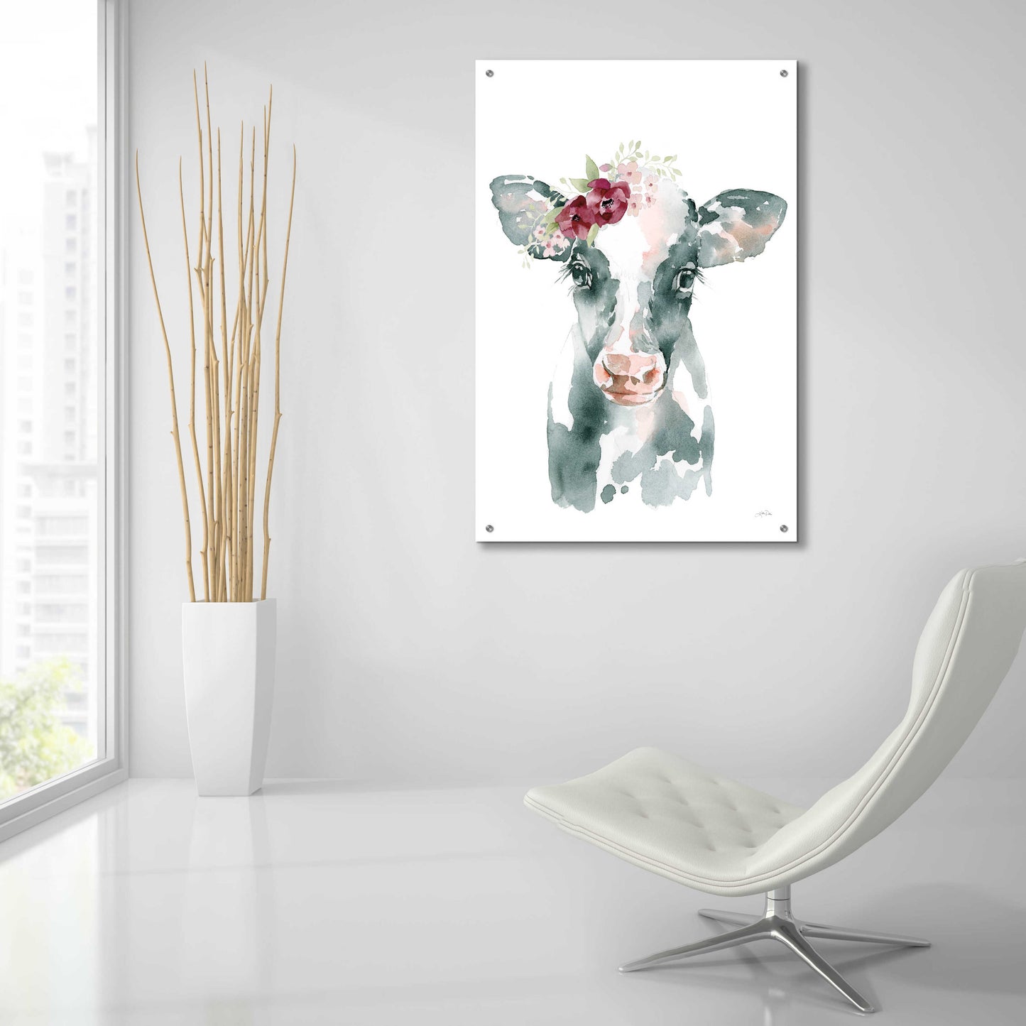 Epic Art 'Floral Cow' by Katrina Pete, Acrylic Glass Wall Art,24x36