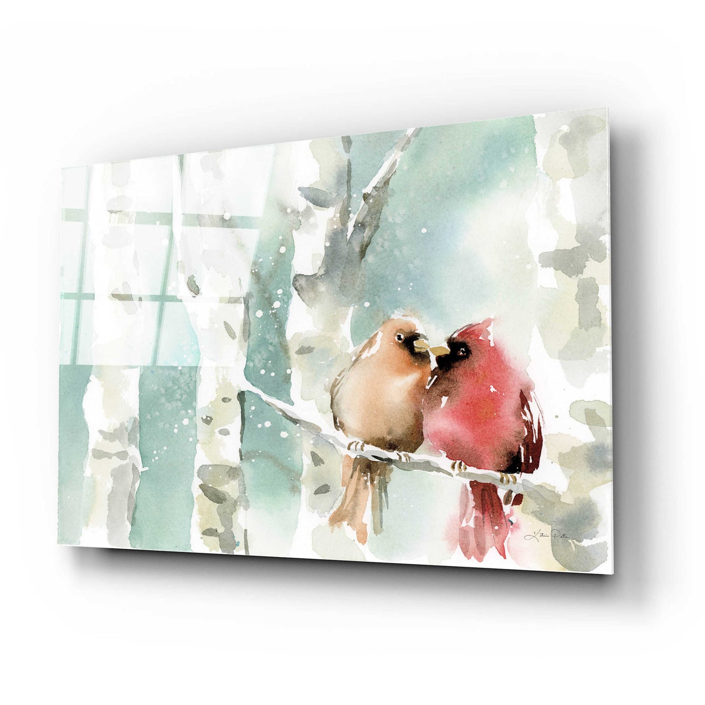 Epic Art 'Christmas Cardinals' by Katrina Pete, Acrylic Glass Wall Art,24x16