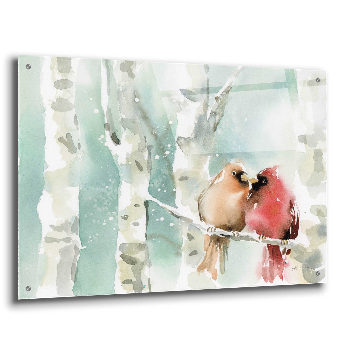 Epic Art 'Christmas Cardinals' by Katrina Pete, Acrylic Glass Wall Art,36x24