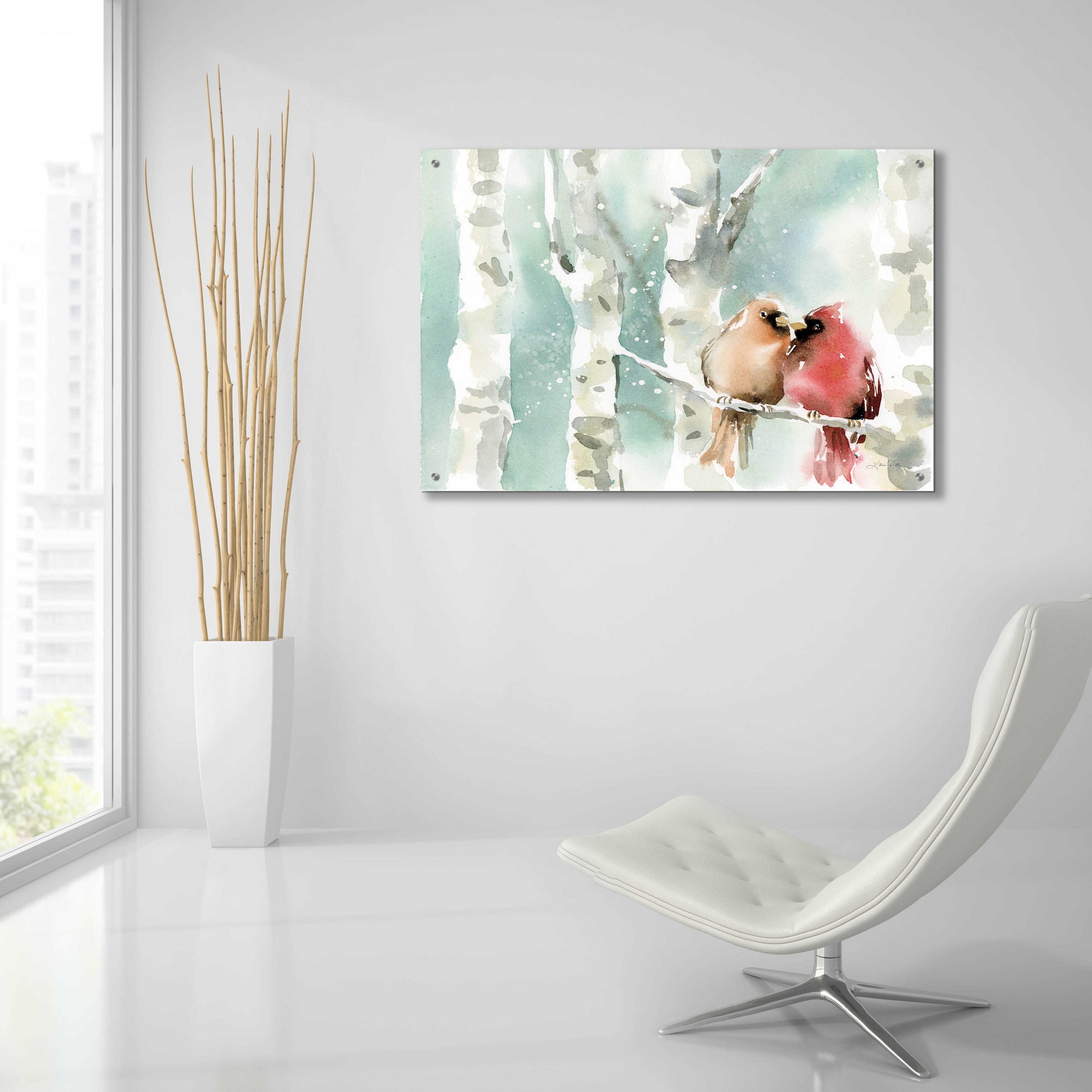 Epic Art 'Christmas Cardinals' by Katrina Pete, Acrylic Glass Wall Art,36x24