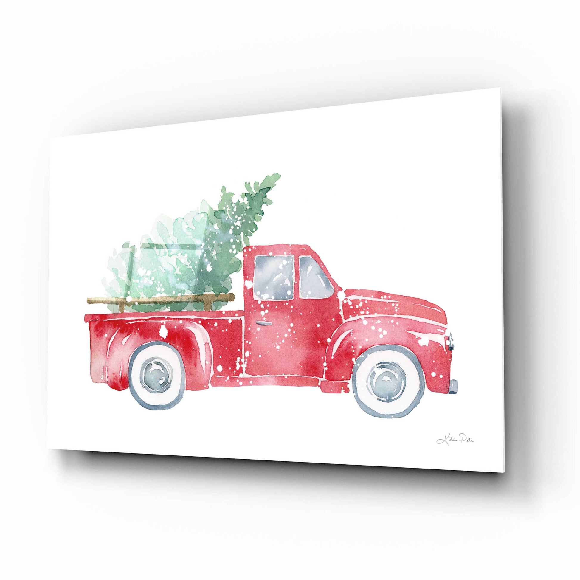 Epic Art 'Christmas Truck' by Katrina Pete, Acrylic Glass Wall Art,16x12