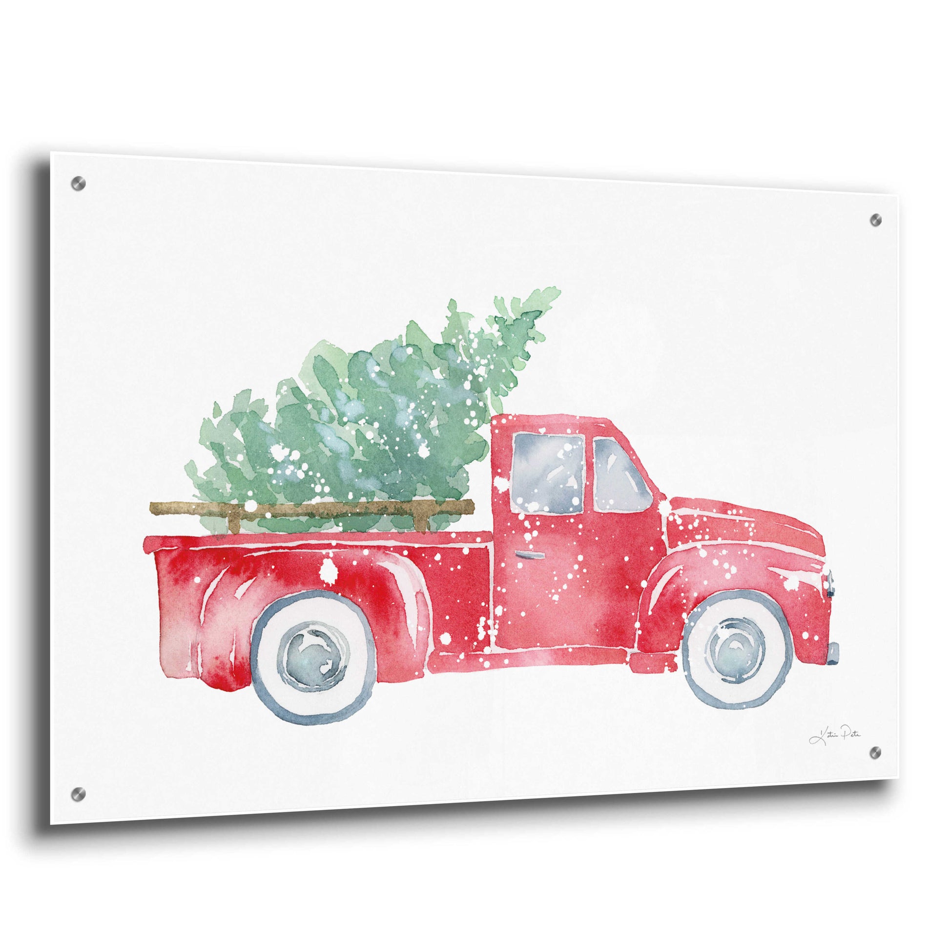 Epic Art 'Christmas Truck' by Katrina Pete, Acrylic Glass Wall Art,36x24