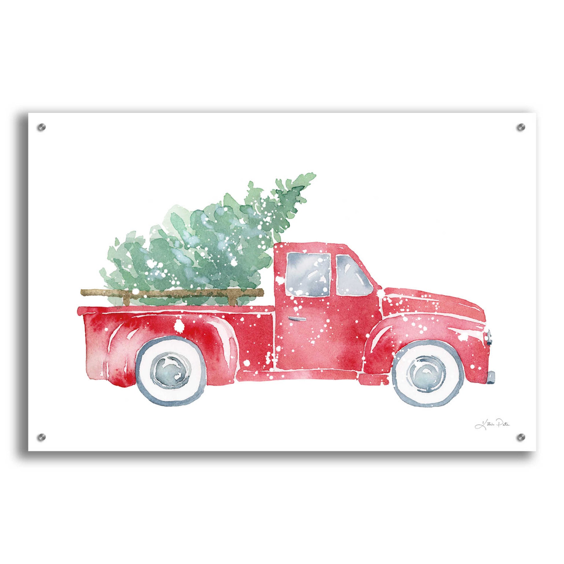 Epic Art 'Christmas Truck' by Katrina Pete, Acrylic Glass Wall Art,36x24