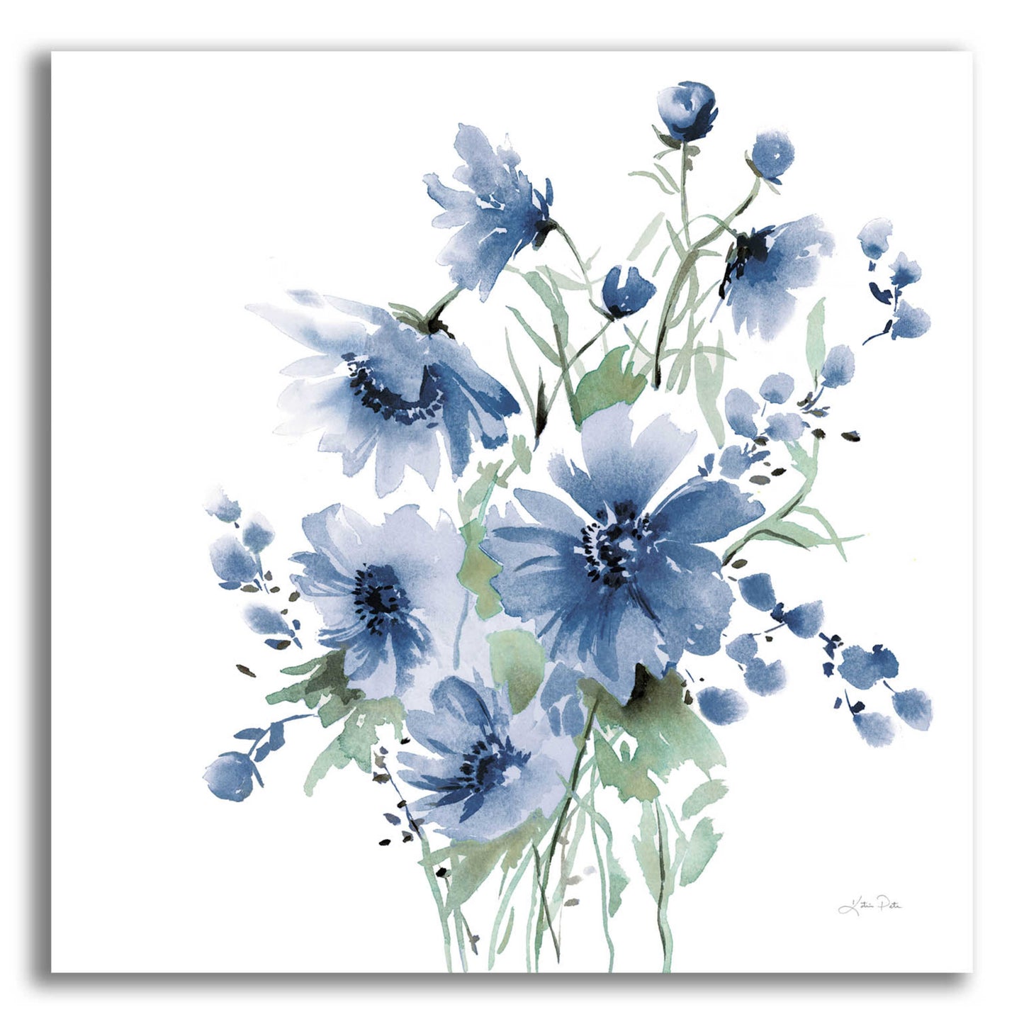 Epic Art 'Secret Garden Bouquet I Blue' by Katrina Pete, Acrylic Glass Wall Art,12x12