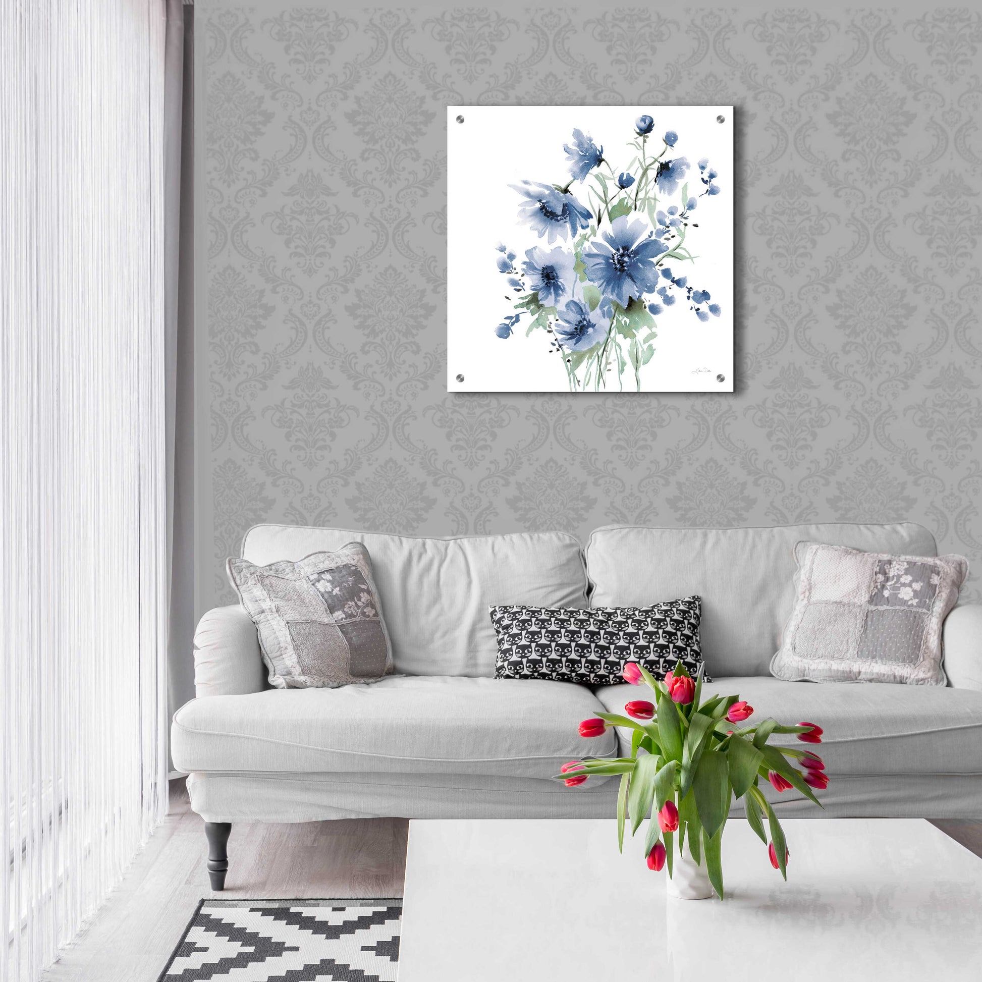 Epic Art 'Secret Garden Bouquet I Blue' by Katrina Pete, Acrylic Glass Wall Art,24x24