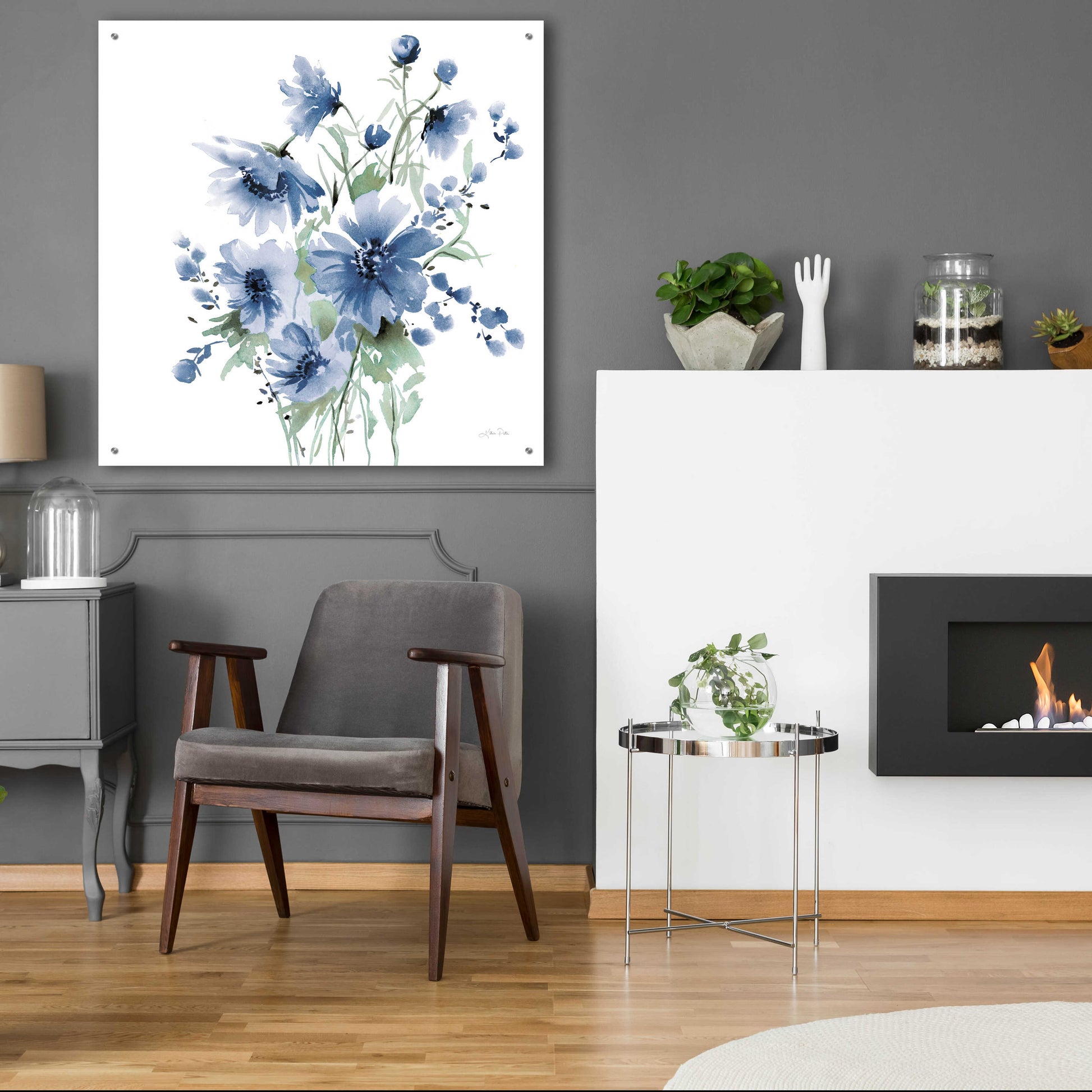 Epic Art 'Secret Garden Bouquet I Blue' by Katrina Pete, Acrylic Glass Wall Art,36x36