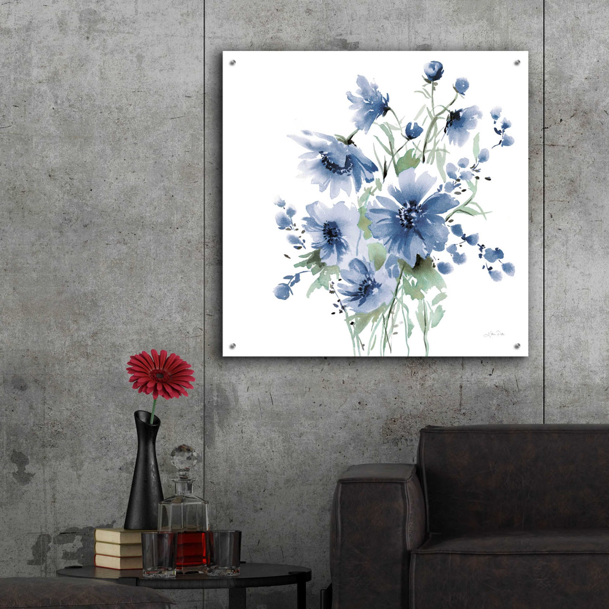 Epic Art 'Secret Garden Bouquet I Blue' by Katrina Pete, Acrylic Glass Wall Art,36x36