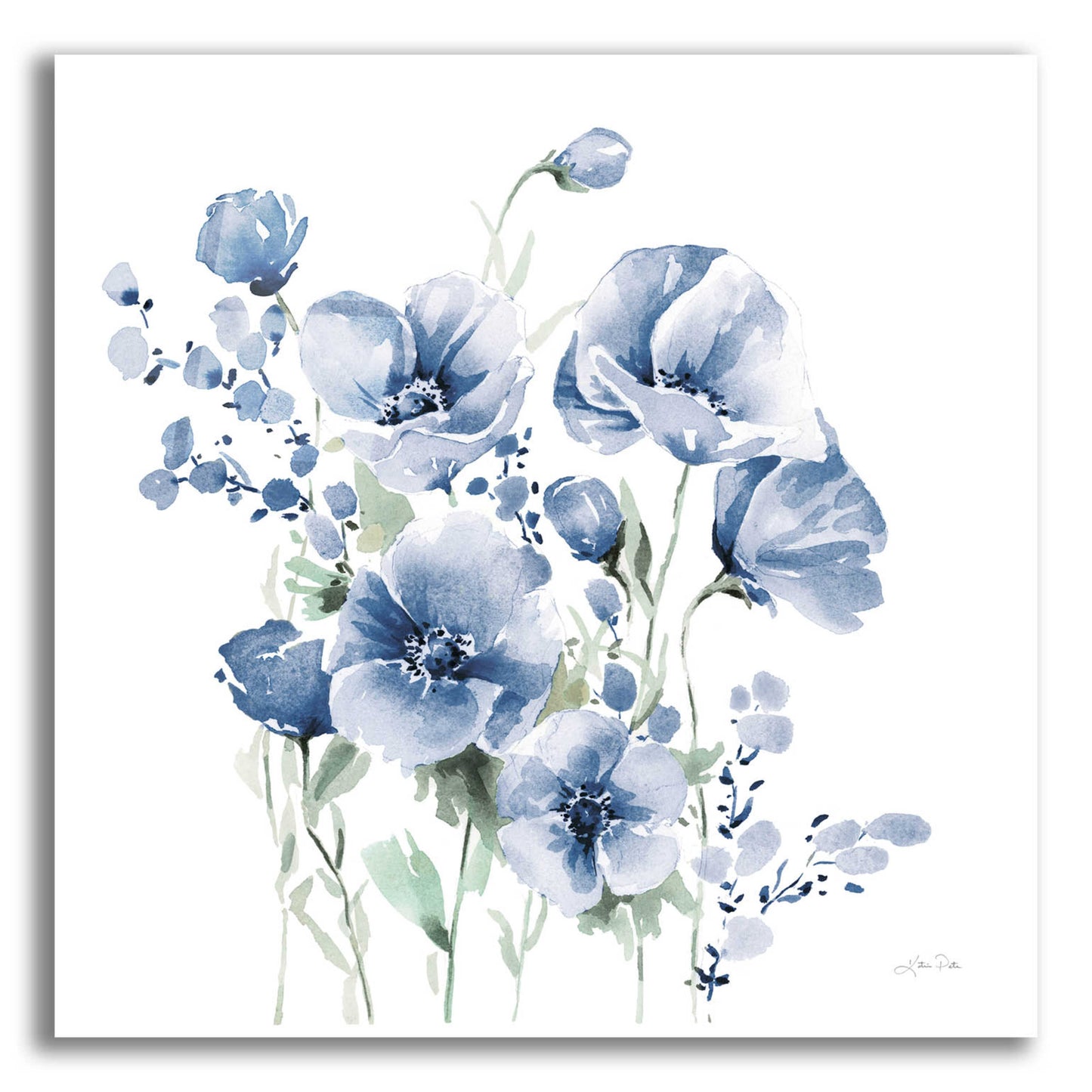 Epic Art 'Secret Garden Bouquet II Blue' by Katrina Pete, Acrylic Glass Wall Art,12x12