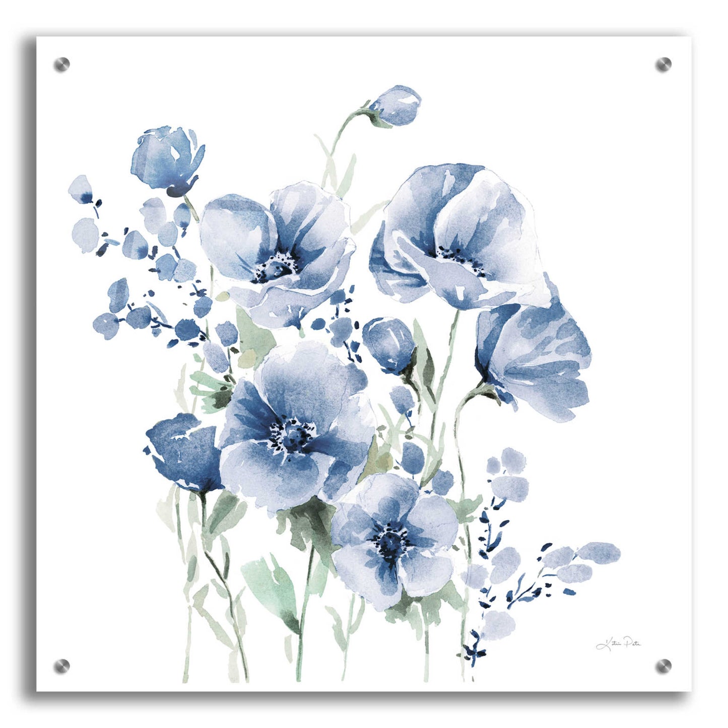 Epic Art 'Secret Garden Bouquet II Blue' by Katrina Pete, Acrylic Glass Wall Art,24x24