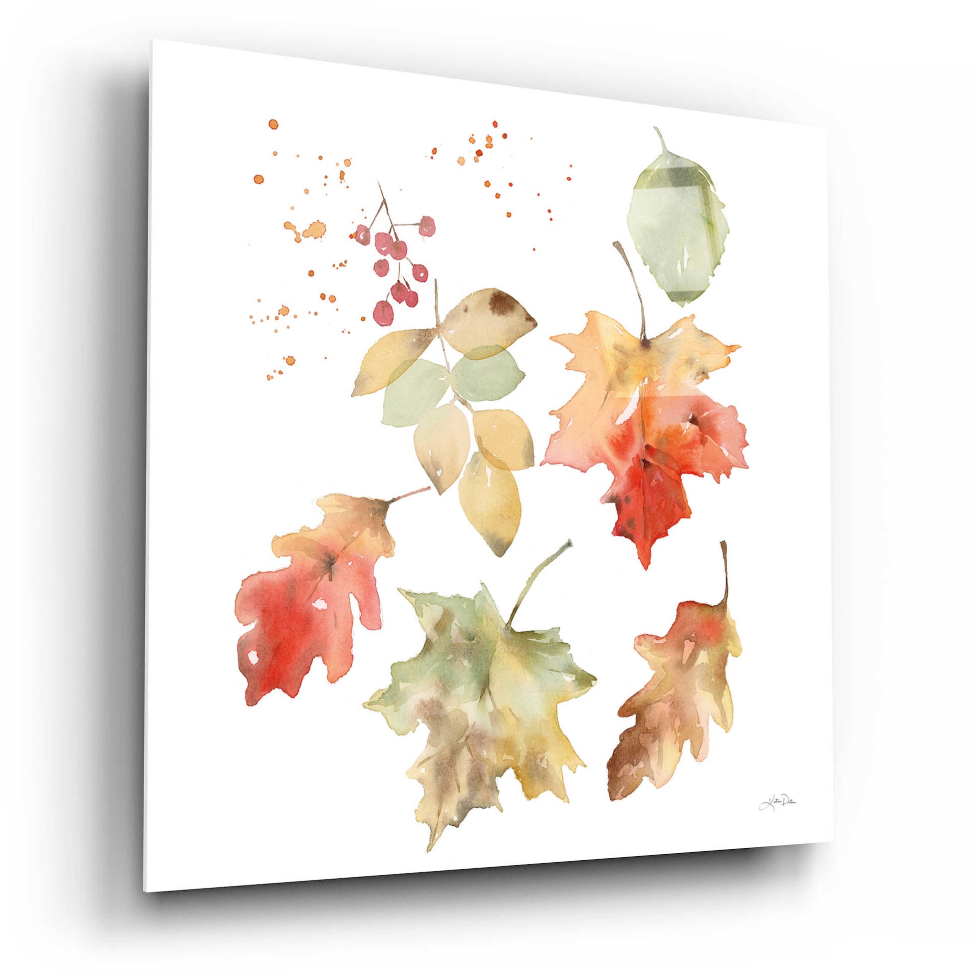 Epic Art 'Falling Leaves II' by Katrina Pete, Acrylic Glass Wall Art,12x12