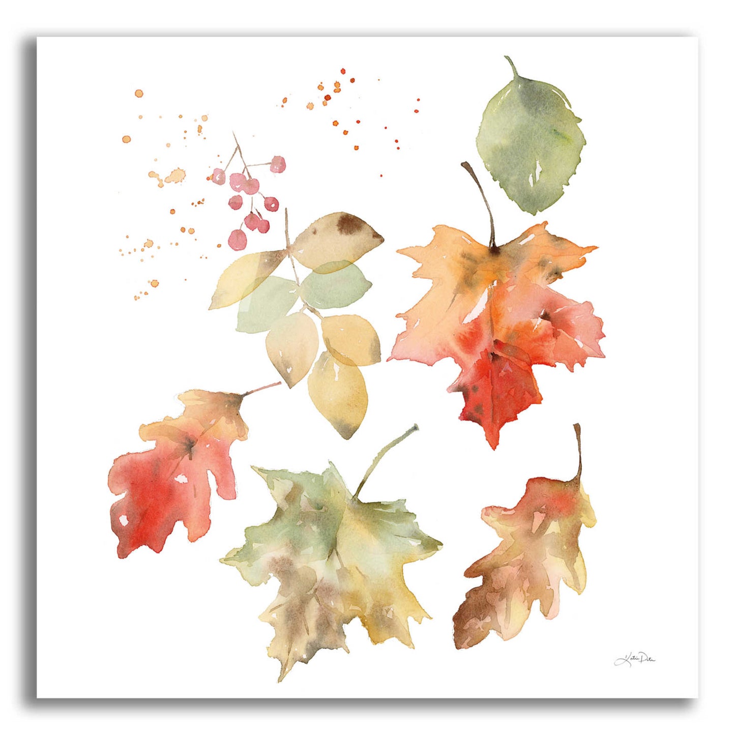 Epic Art 'Falling Leaves II' by Katrina Pete, Acrylic Glass Wall Art,12x12