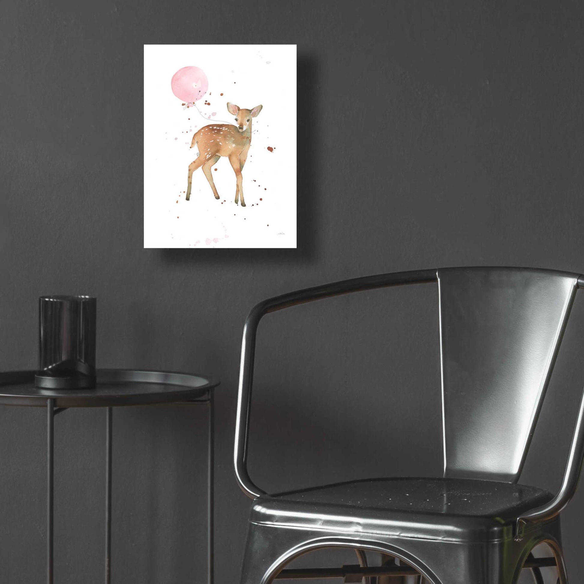 Epic Art 'Festive Fawn Pink Balloon' by Katrina Pete, Acrylic Glass Wall Art,12x16