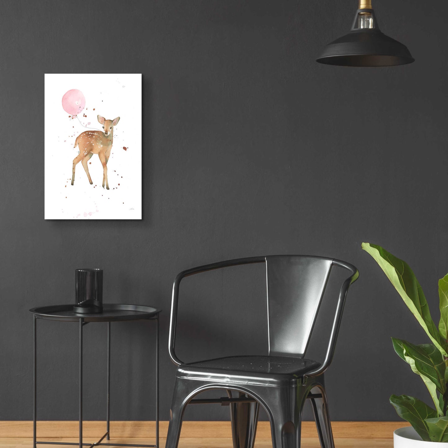 Epic Art 'Festive Fawn Pink Balloon' by Katrina Pete, Acrylic Glass Wall Art,16x24