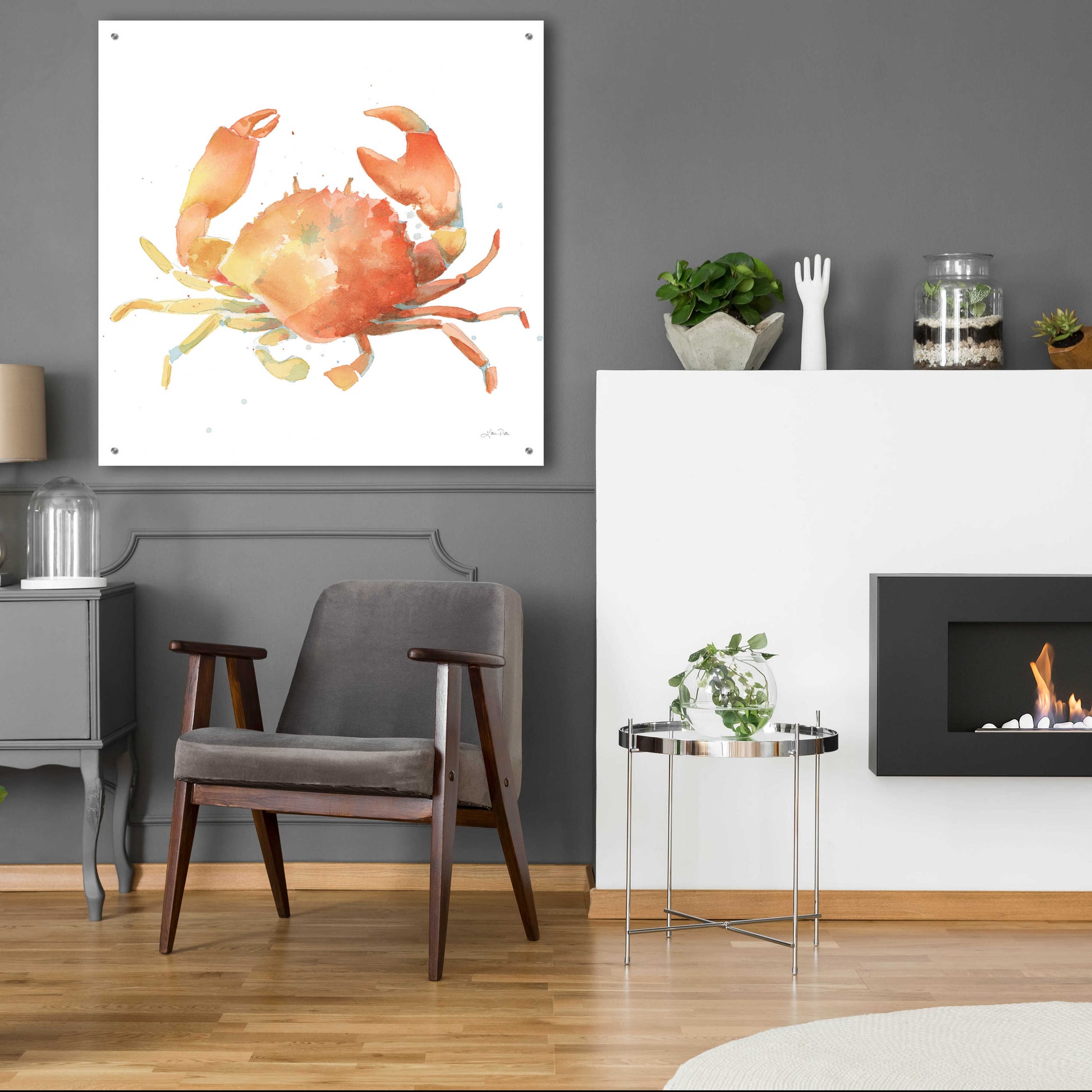 Epic Art 'Summertime Crab' by Katrina Pete, Acrylic Glass Wall Art,36x36