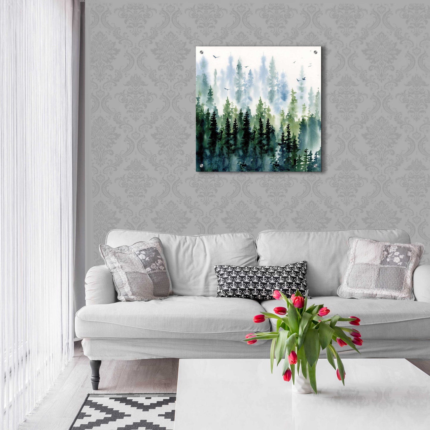 Epic Art 'Evening Treeline Sq' by Katrina Pete, Acrylic Glass Wall Art,24x24