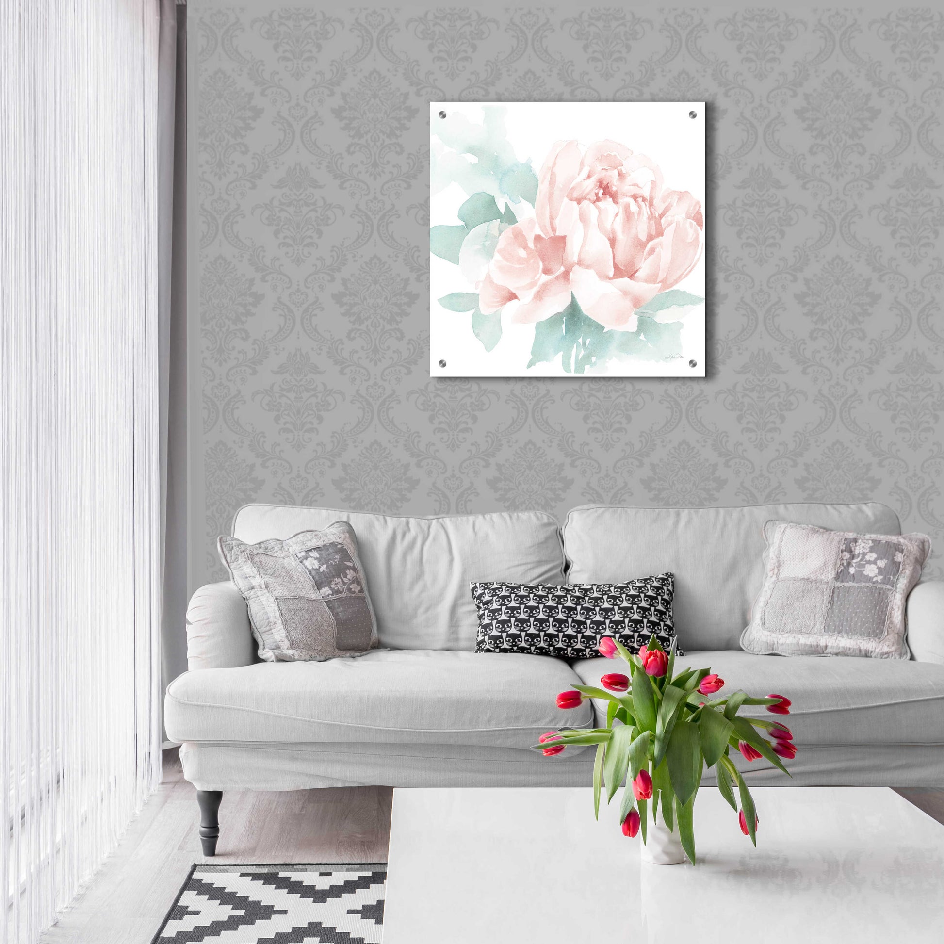 Epic Art 'Poetic Blooming I Pink' by Katrina Pete, Acrylic Glass Wall Art,24x24